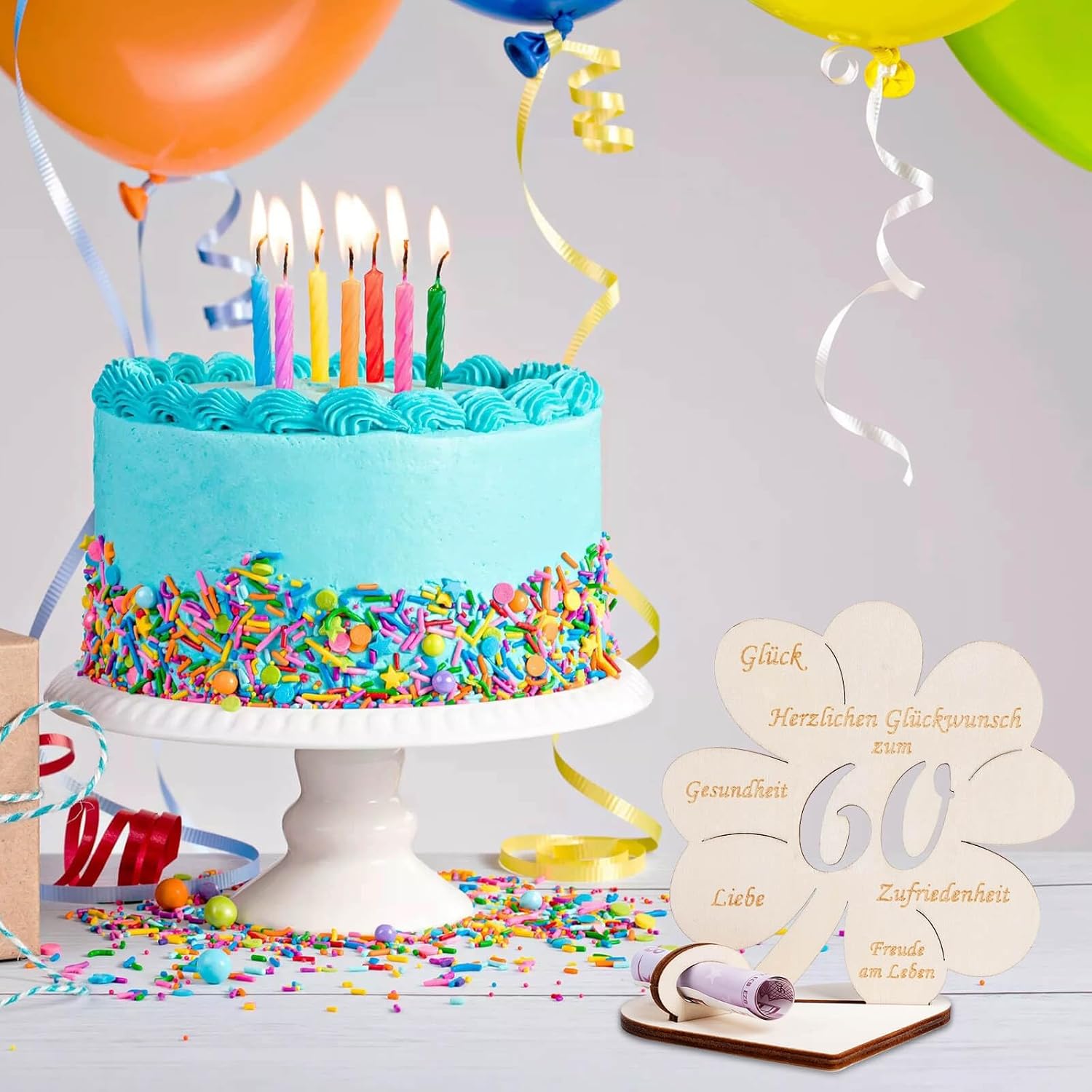 Thumbnail 5 de Geldgeschenke zum Geburtstag auf Holzplatte mit Kleeblatt „Glück“ – personalisierbar als Geldgeschenk & Gästebuch