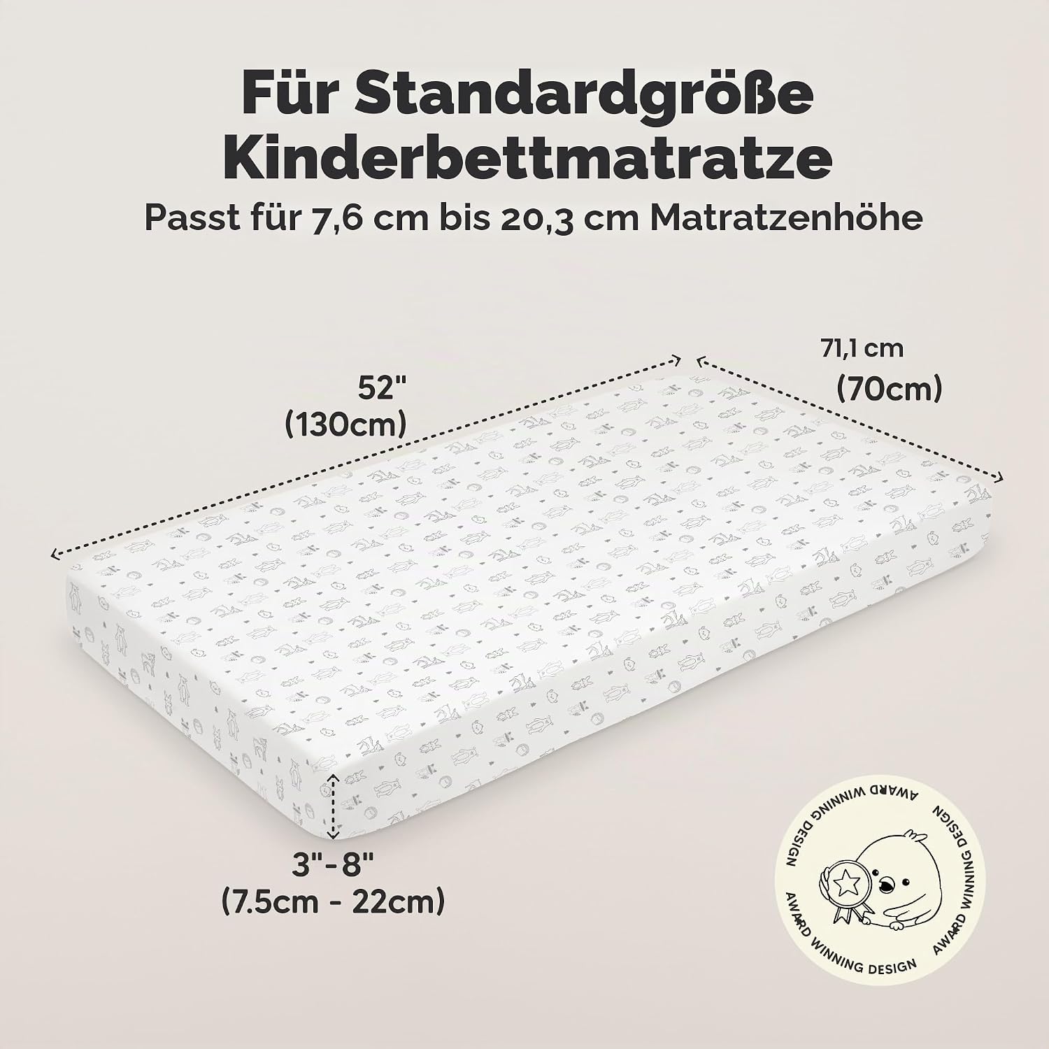 Detalle de Baby Spannbettlaken 70x140 im 2er-Pack – atmungsaktives Jersey-Baumwoll-Spannbettlaken für Baby- und Kleinkindbetten (Woodland)