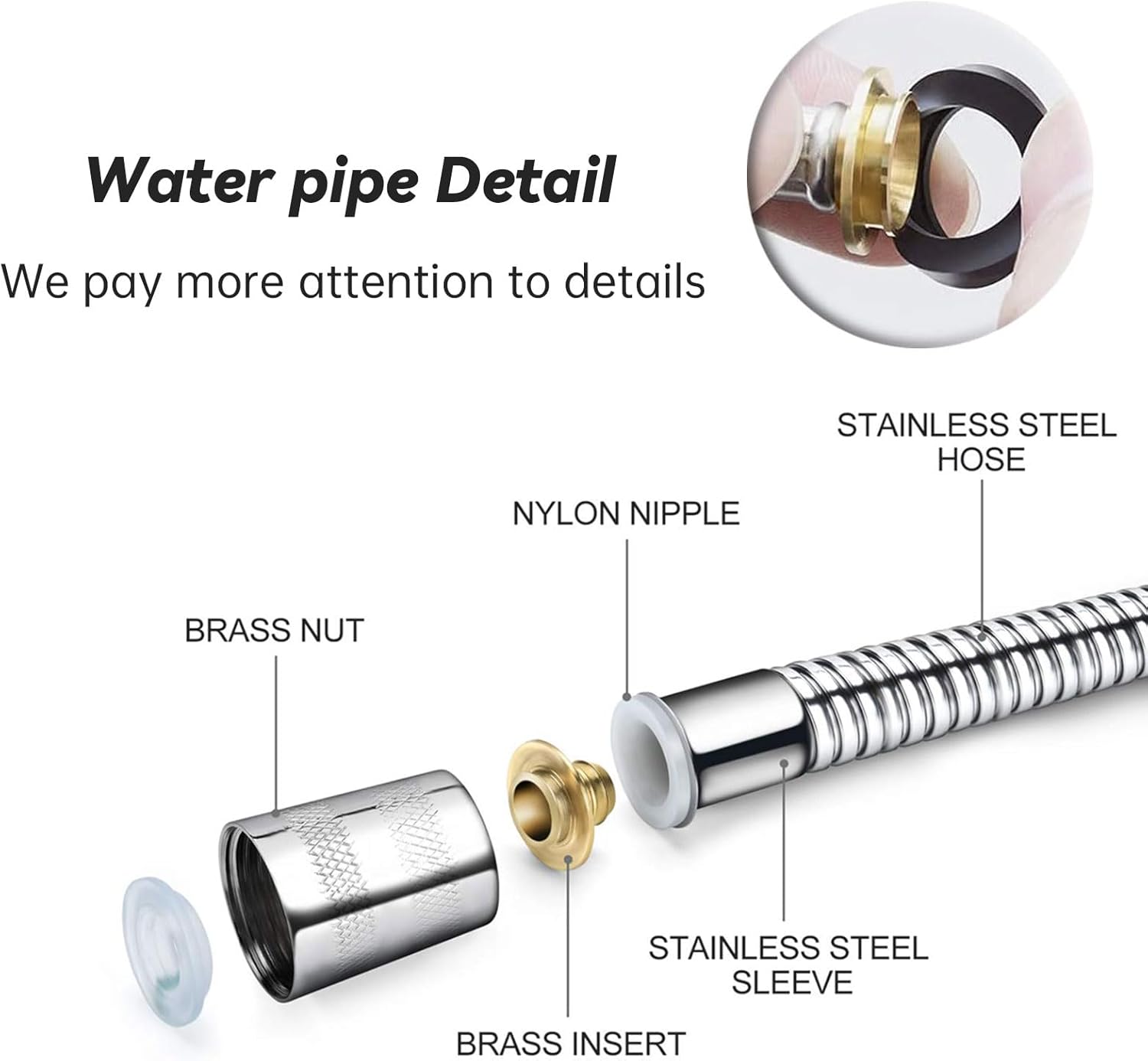 Thumbnail 4 de Duschschlauch Tiefenreinigungssystem für Einlaufdusche mit 59 Zoll Duschschlauch (Silber)