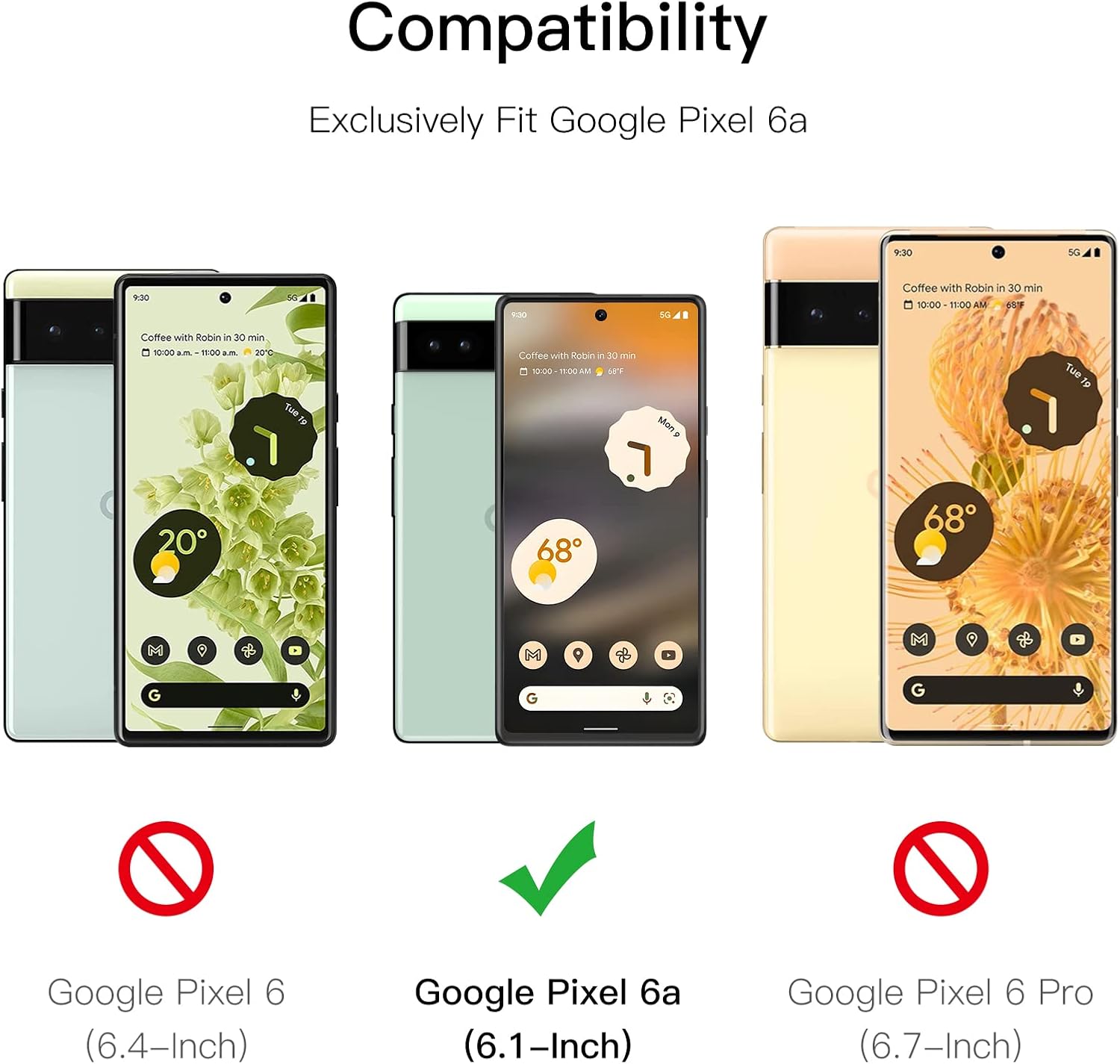 Thumbnail 2 de JETech skärmskydd för Google Pixel 6a med härdat glas och kameralinsskydd