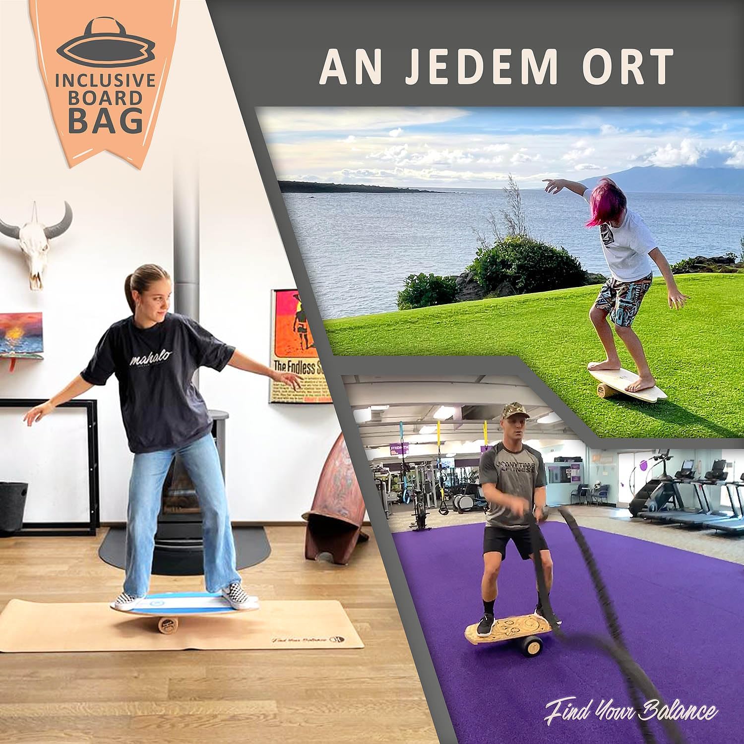 Thumbnail 5 de JUCKER HAWAII Balance Board Ocean Rocker – Balanceboard mit Rocker Shape aus 100% Echtholz