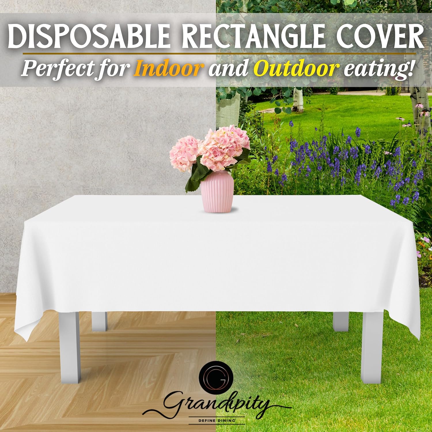Thumbnail 4 de Grandipity 12 Pack Premium Disposable Plastic Tablecloth (54 x 108 in, 0.3mm) – White