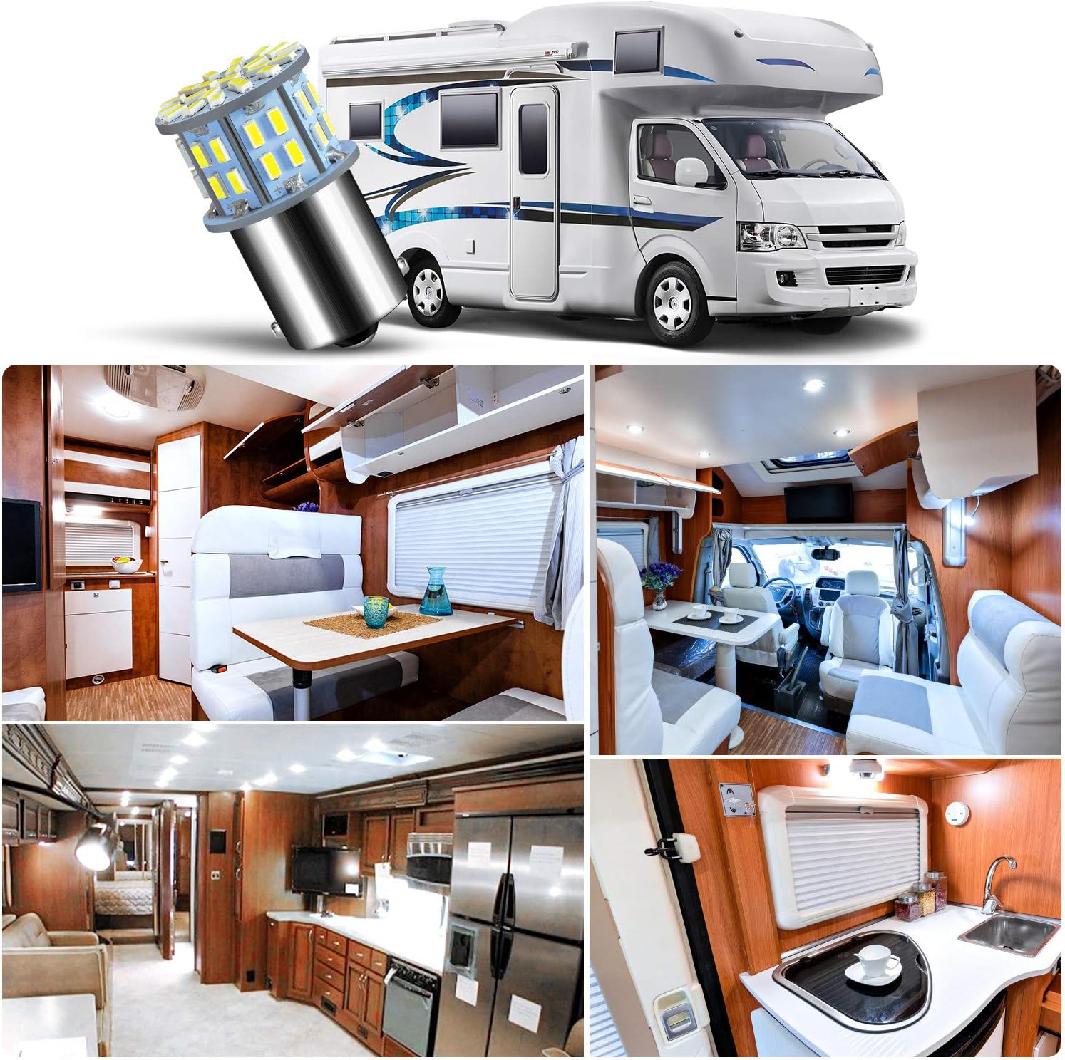Thumbnail 4 de ACOHUIKE BA15S LED Bulbs (Set of 20) — 12V RV Camper, Trailer, Boat Interior/Brake/Turn Replacement
