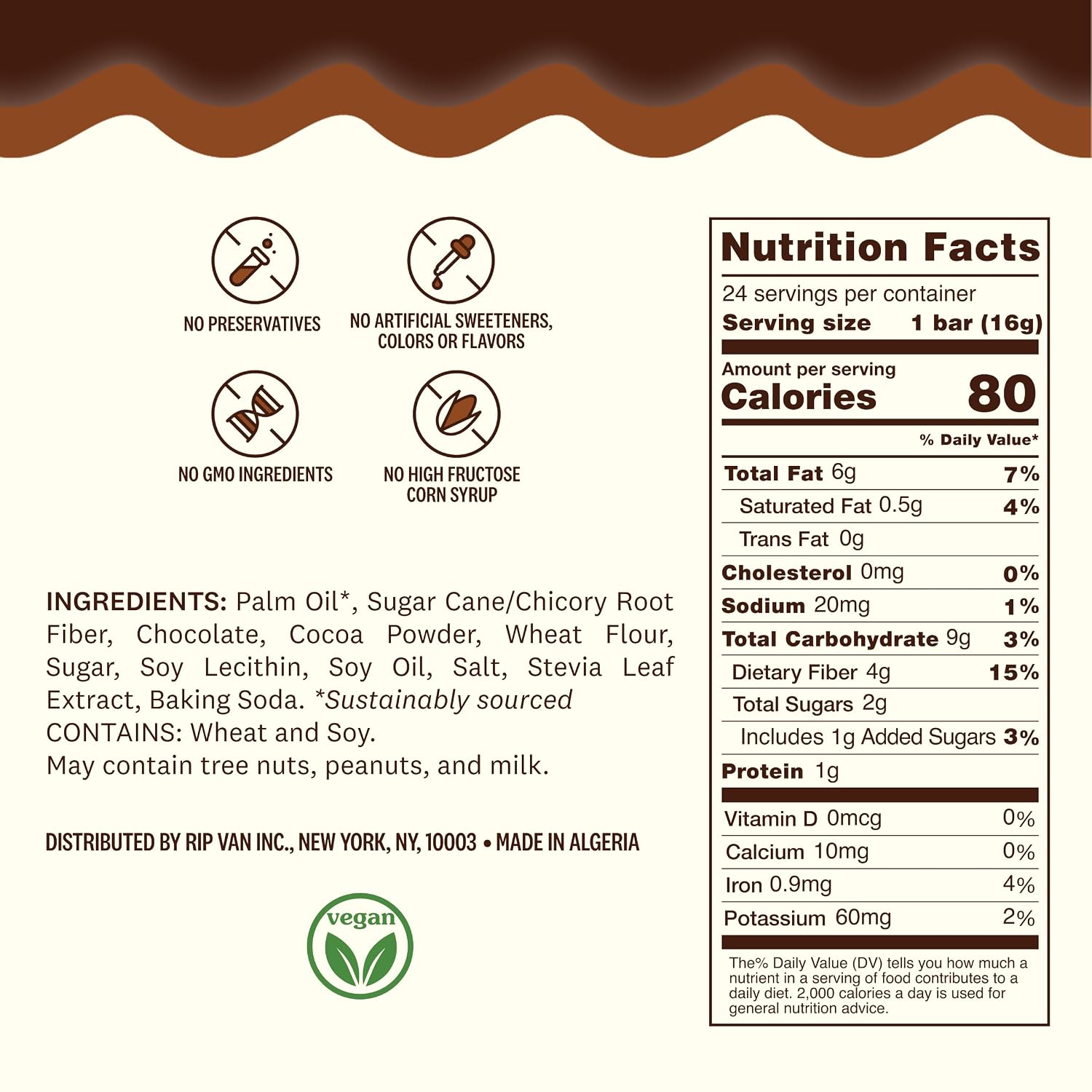 Detalle de Rip Van Dark Chocolate Wafer Sticks, 90 Calories