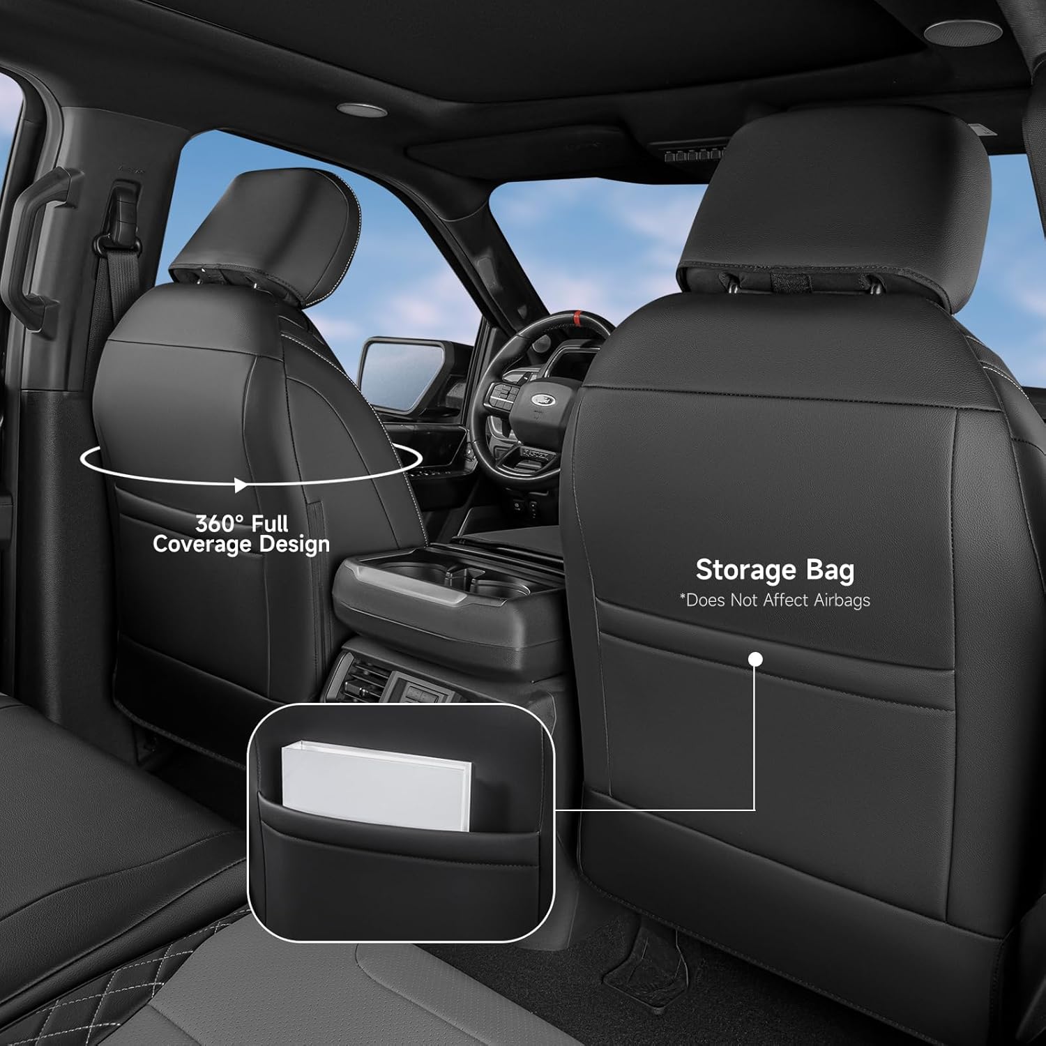 Thumbnail 1 de TGKUD F150 Seat Covers: Custom Leather Full Set for Ford F-Series (2021–2026 F150, 2023–2026 F250/F350/F450 Crew Cab)