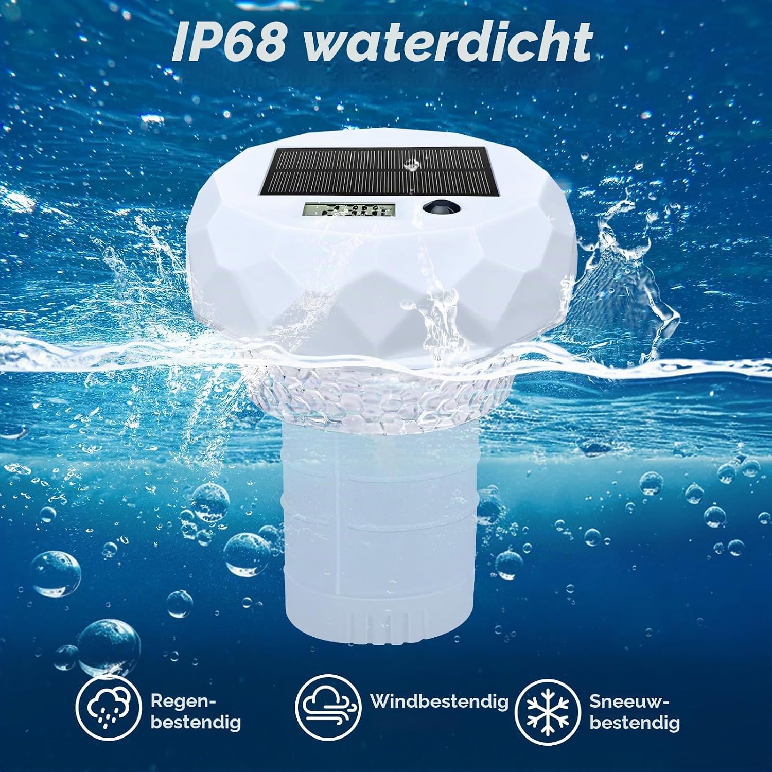Detalle de INTERESTIME INT-LPHD-3H1EU 3-in-1 zwembad-drijver met thermometer en zonnelamp