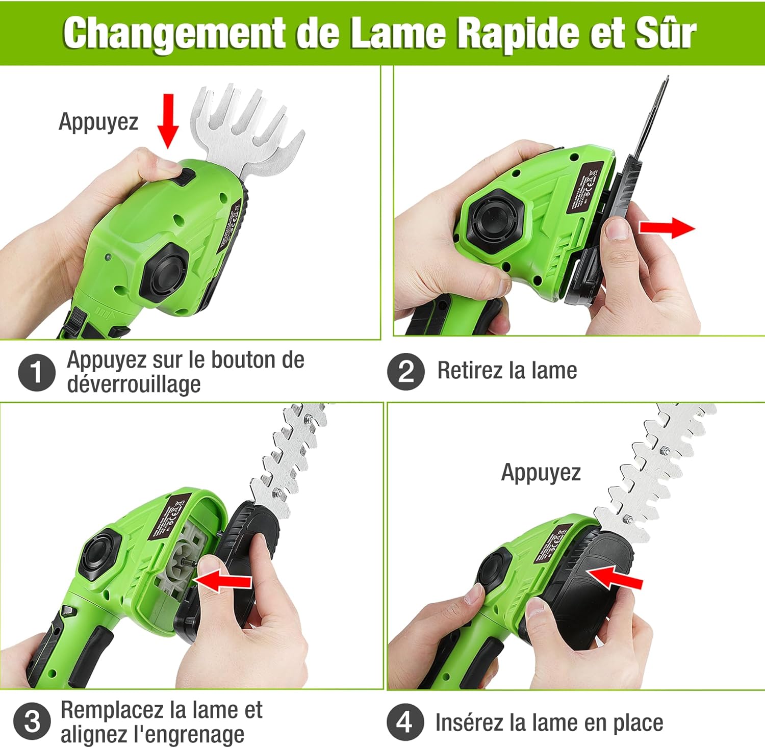 Thumbnail 6 de WORKPRO Cisaille Sculpte-Haie et Taille-Herbes sans Fil 7,2 V – 2 en 1, 97 mm/140 mm