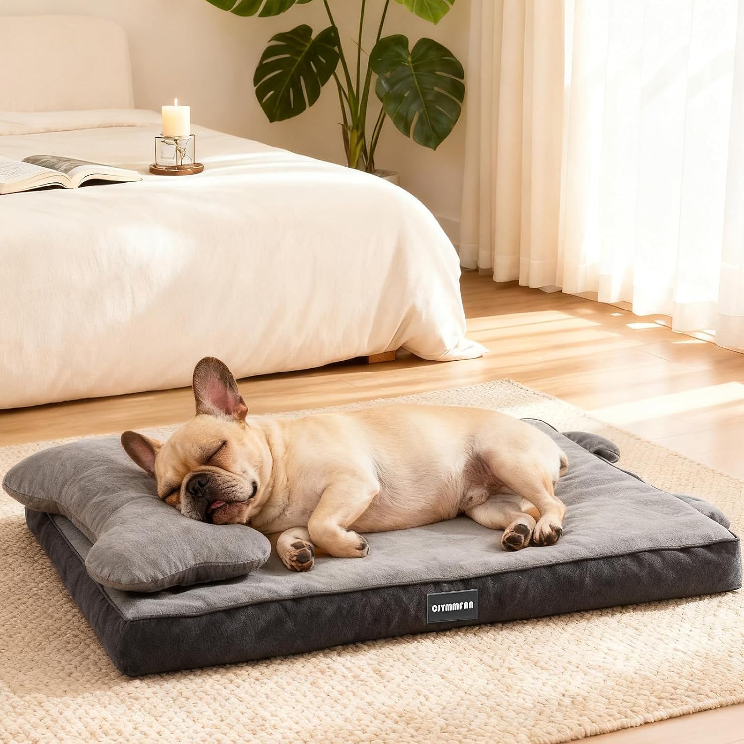Detalle de Orthopedic Dog Bed with Removable Headrest Bolster and Waterproof Cover
