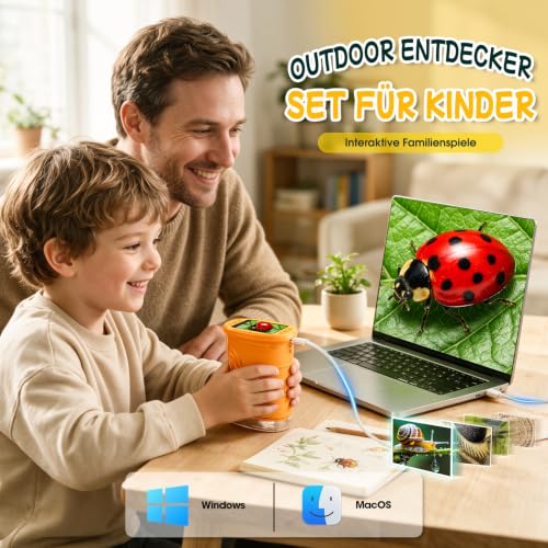 Thumbnail 3 de GeschenPark Digitales Mikroskop für Kinder – 1000x Vergrößerung, 2" HD Display, 20+ Entdeckerkarten