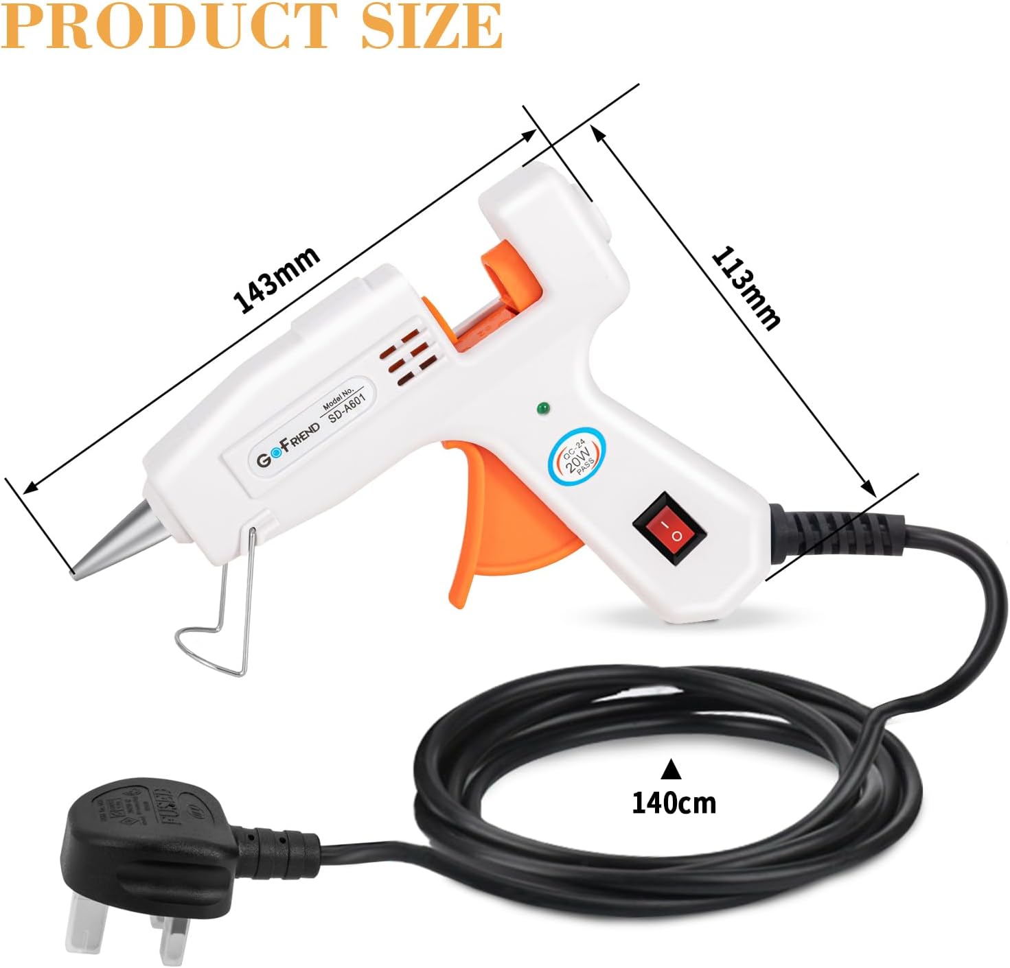 Detalle de GOFRIEND 20W Glue Gun with 75pcs Glue Sticks (7mm x 150mm) – Upgraded, Fast Heating