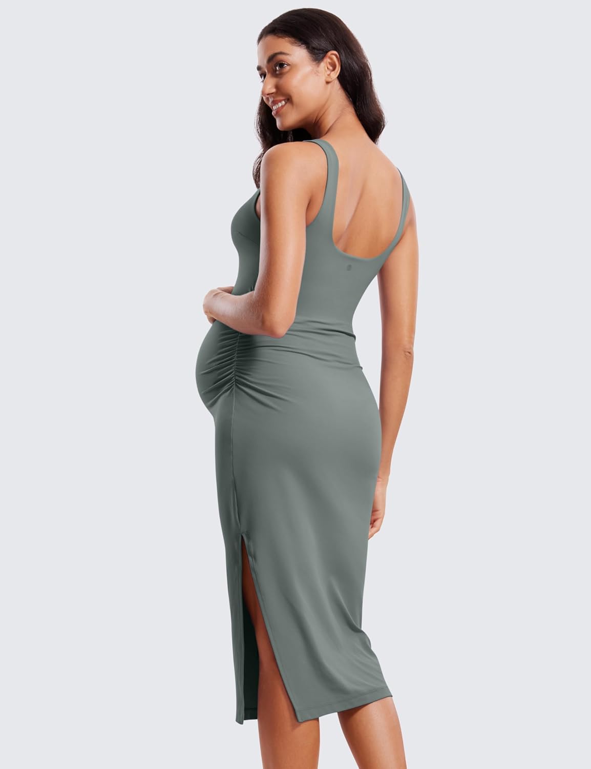 Detalle 2 de CRZ YOGA Butterluxe Maternity Dress: Square-Neck Midi Tank Dress