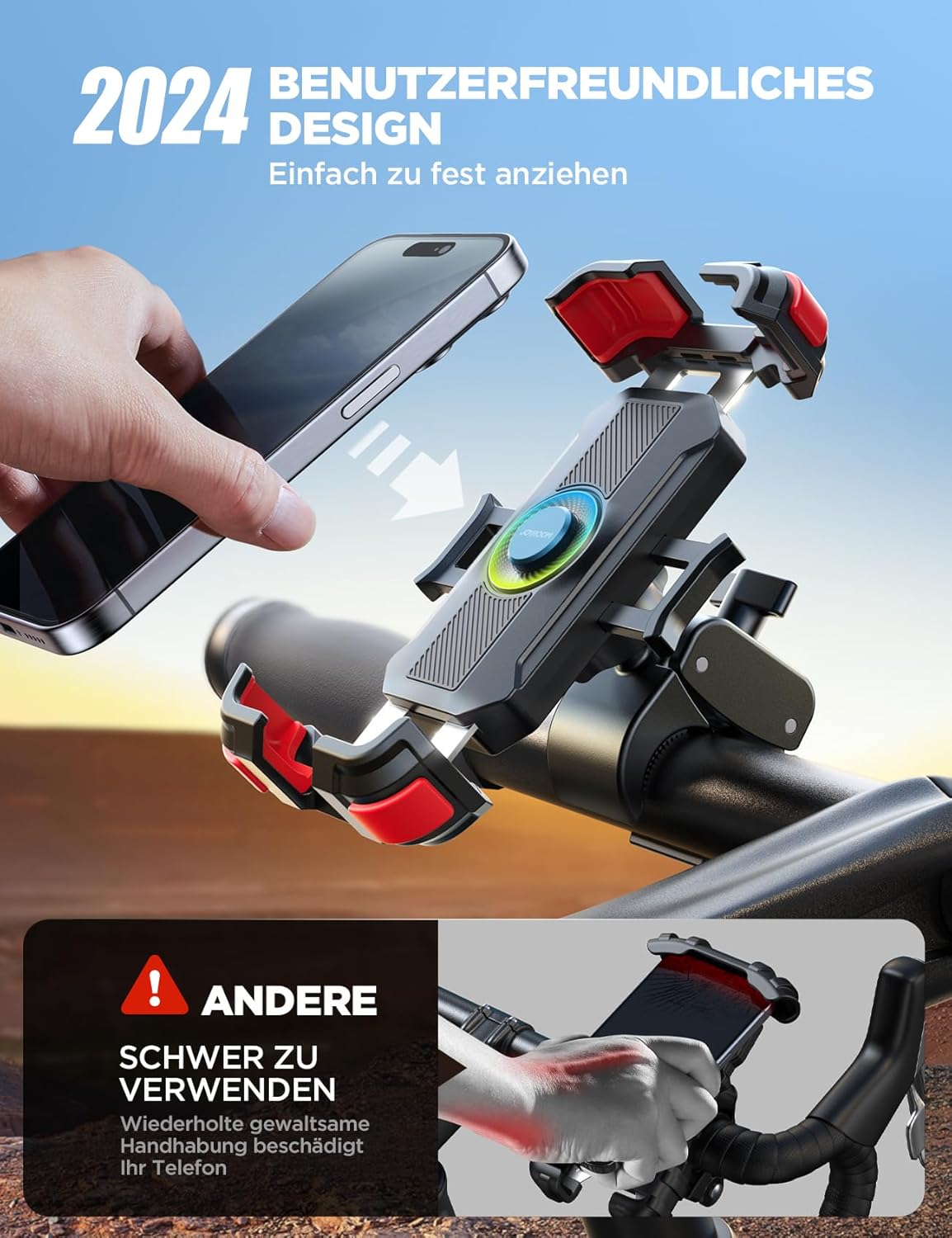 Thumbnail 1 de JOYROOM Handyhalterung Fahrrad 160 km/h rot