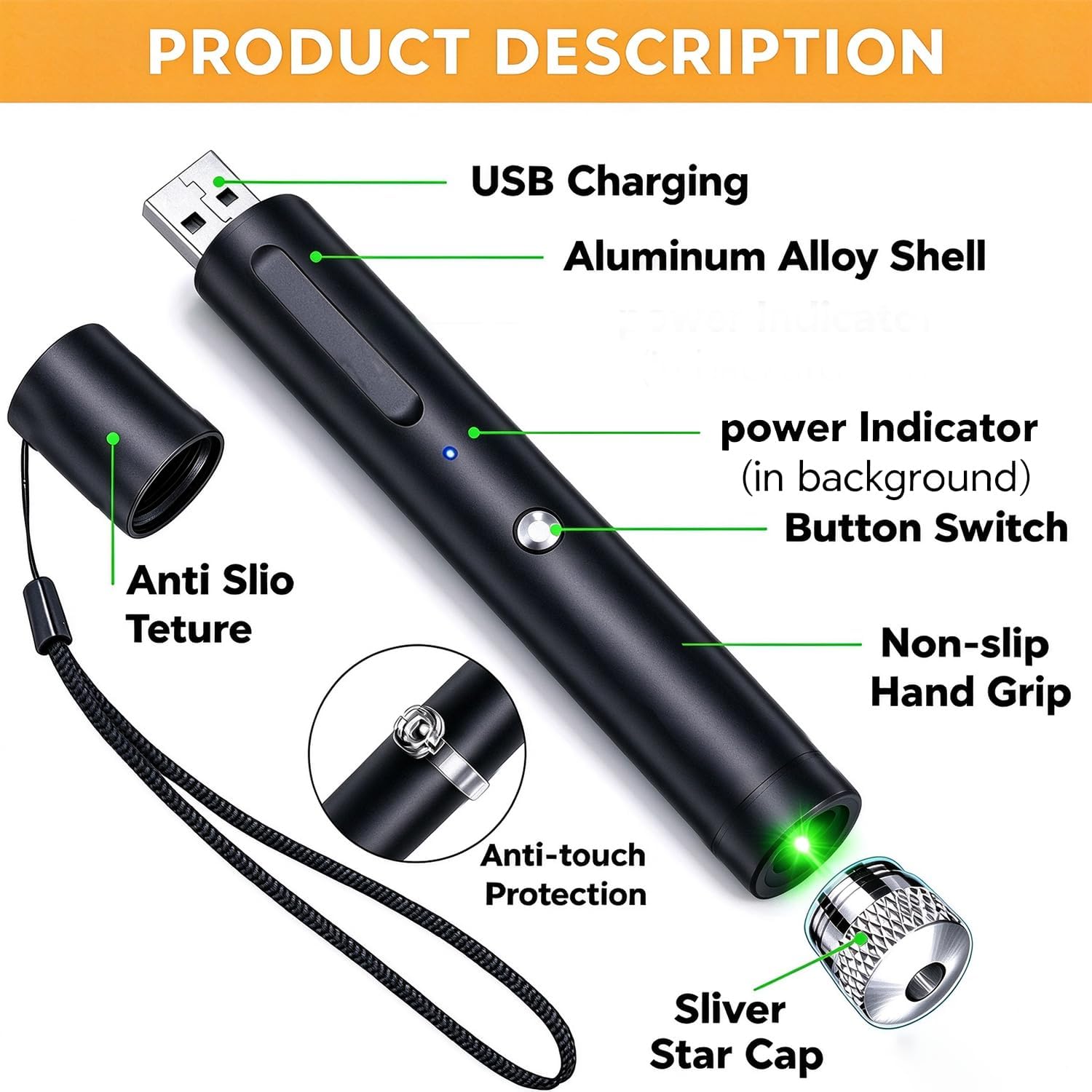 Thumbnail 2 de IVVTRYI 9127 Rechargeable Green Presentation Lights, 2-Pack, USB Charging