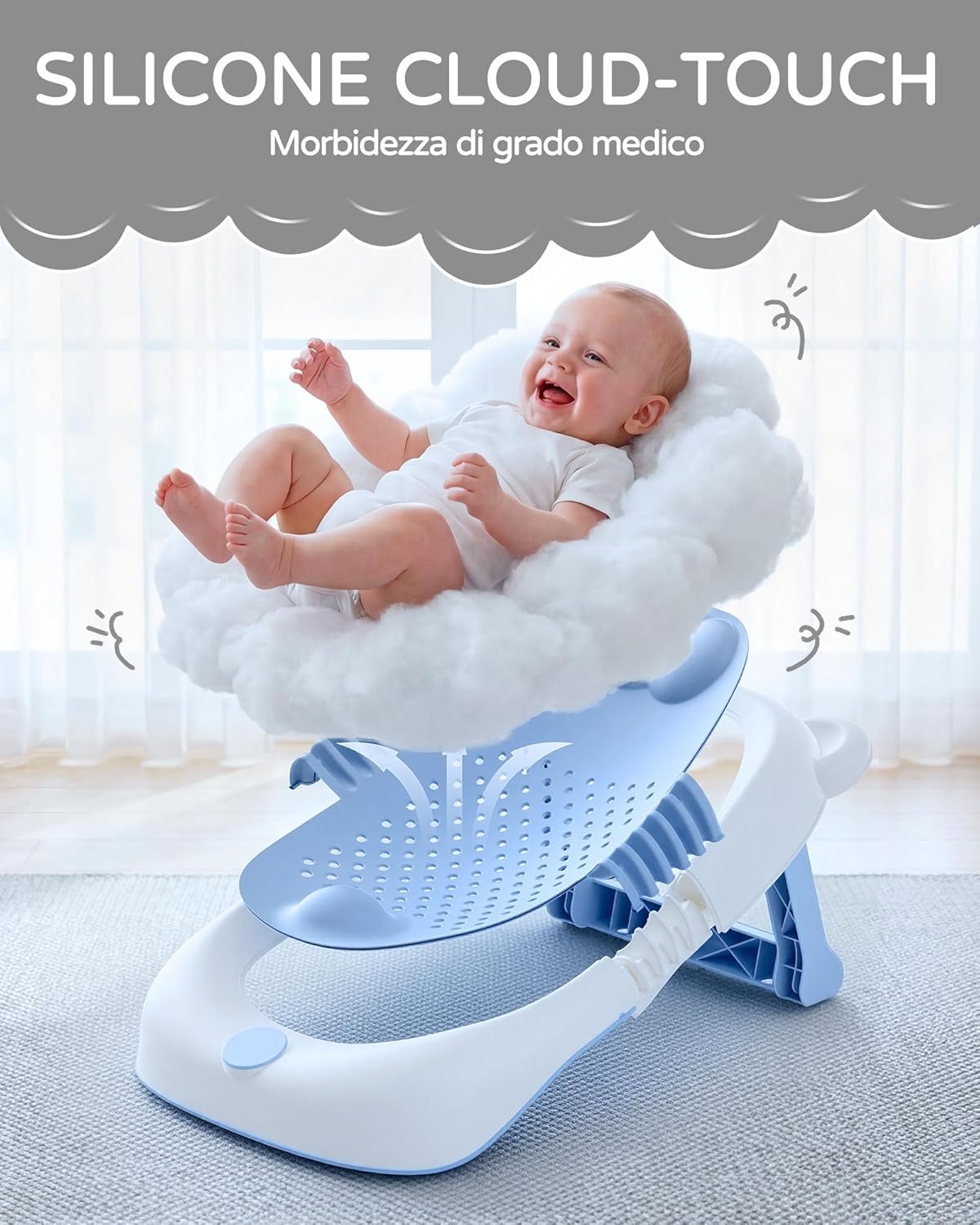 Thumbnail 4 de Vaschetta da bagno pieghevole SANEWE per neonato 0-6 mesi con supporto, sedile antiscivolo e ventose