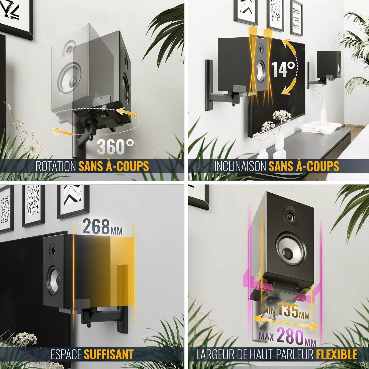 Thumbnail 2 de RICOO LH023-B support mural enceinte 273mm