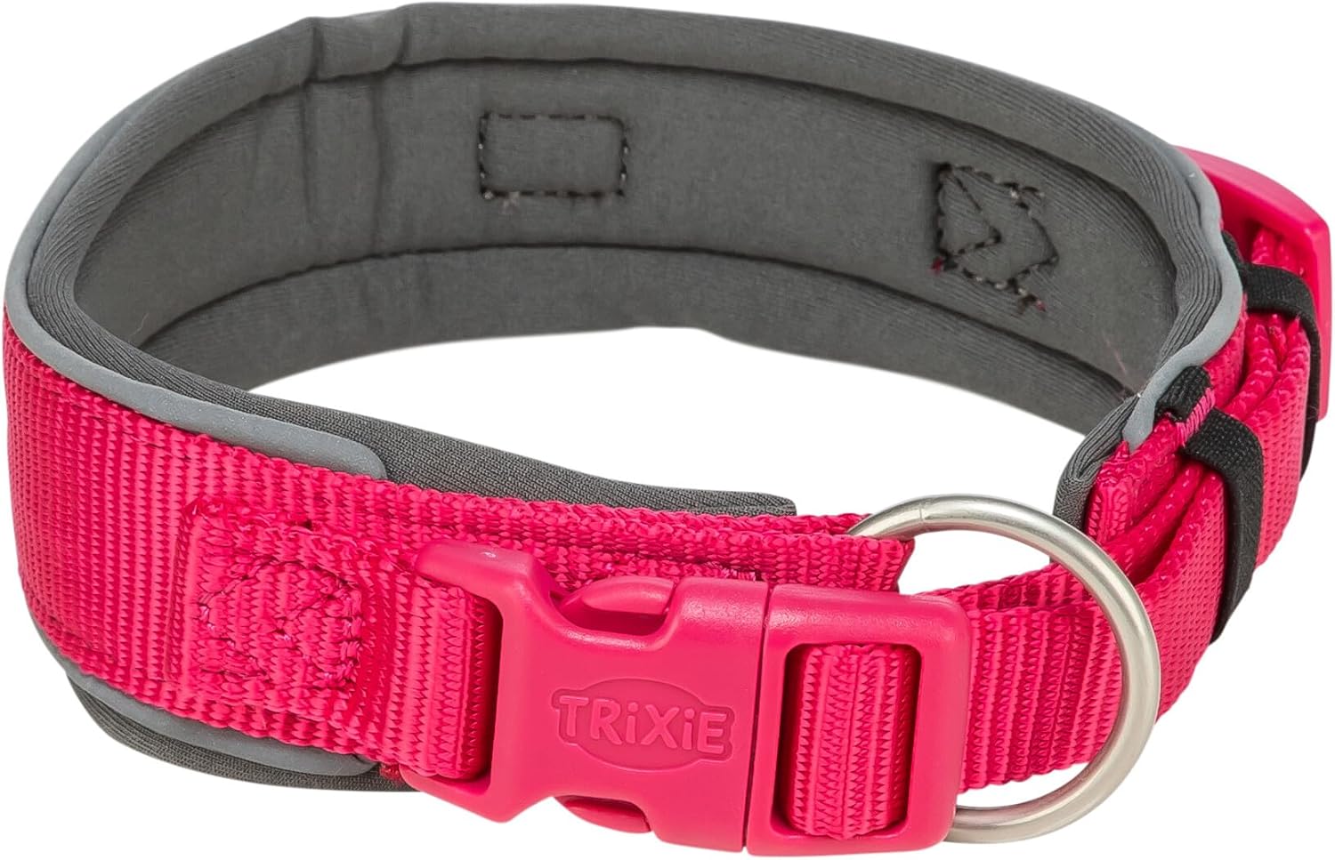 Detalle de TRIXIE Collier Premium Taille L-XL – Tour de Cou 53–62 cm, 50 mm, Fuchsia, rembourré en néoprène