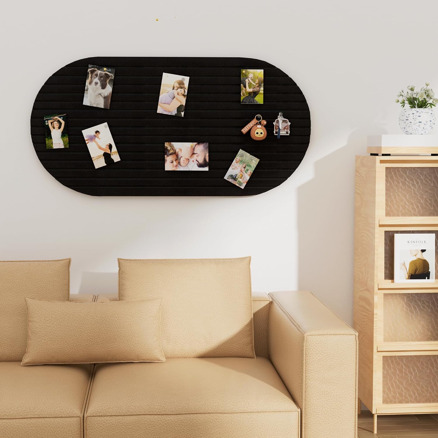 Detalle de Tohiasen Felt Bulletin Board, 47" x 24" Modular Black Felt Pin Board