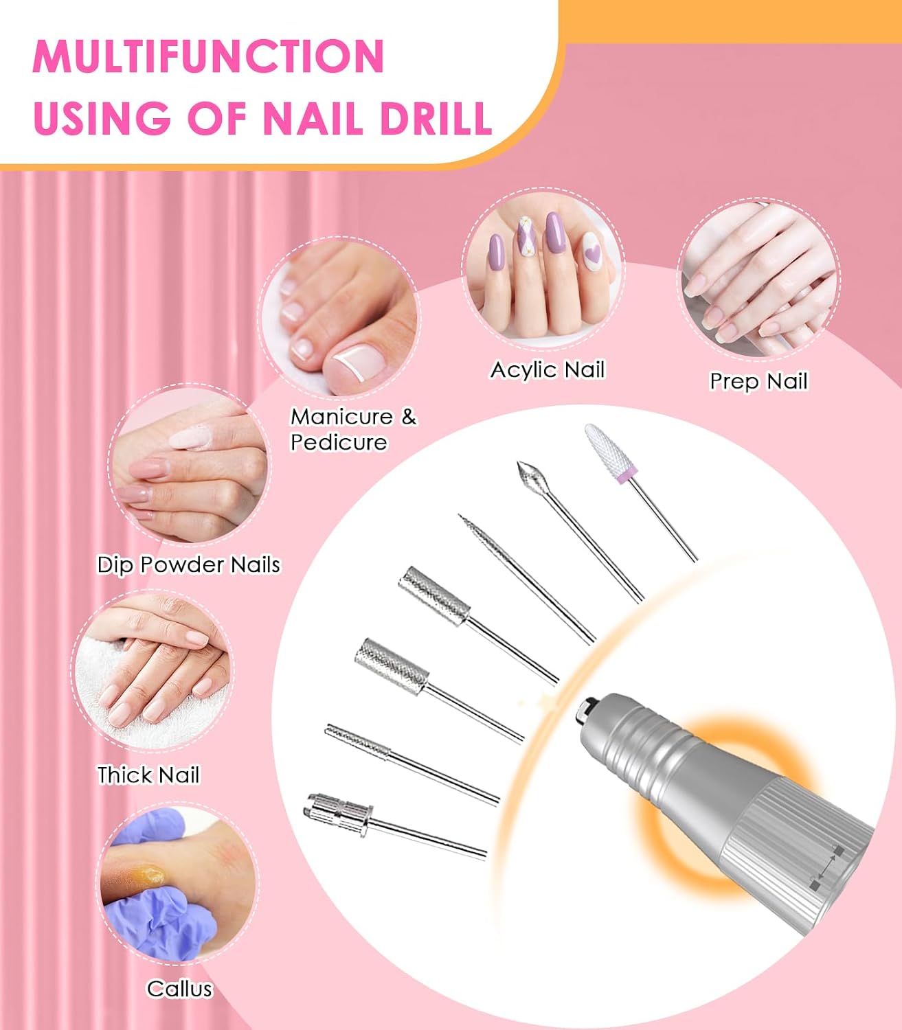 Detalle 2 de Portable Nail Drill 40,000RPM E-File