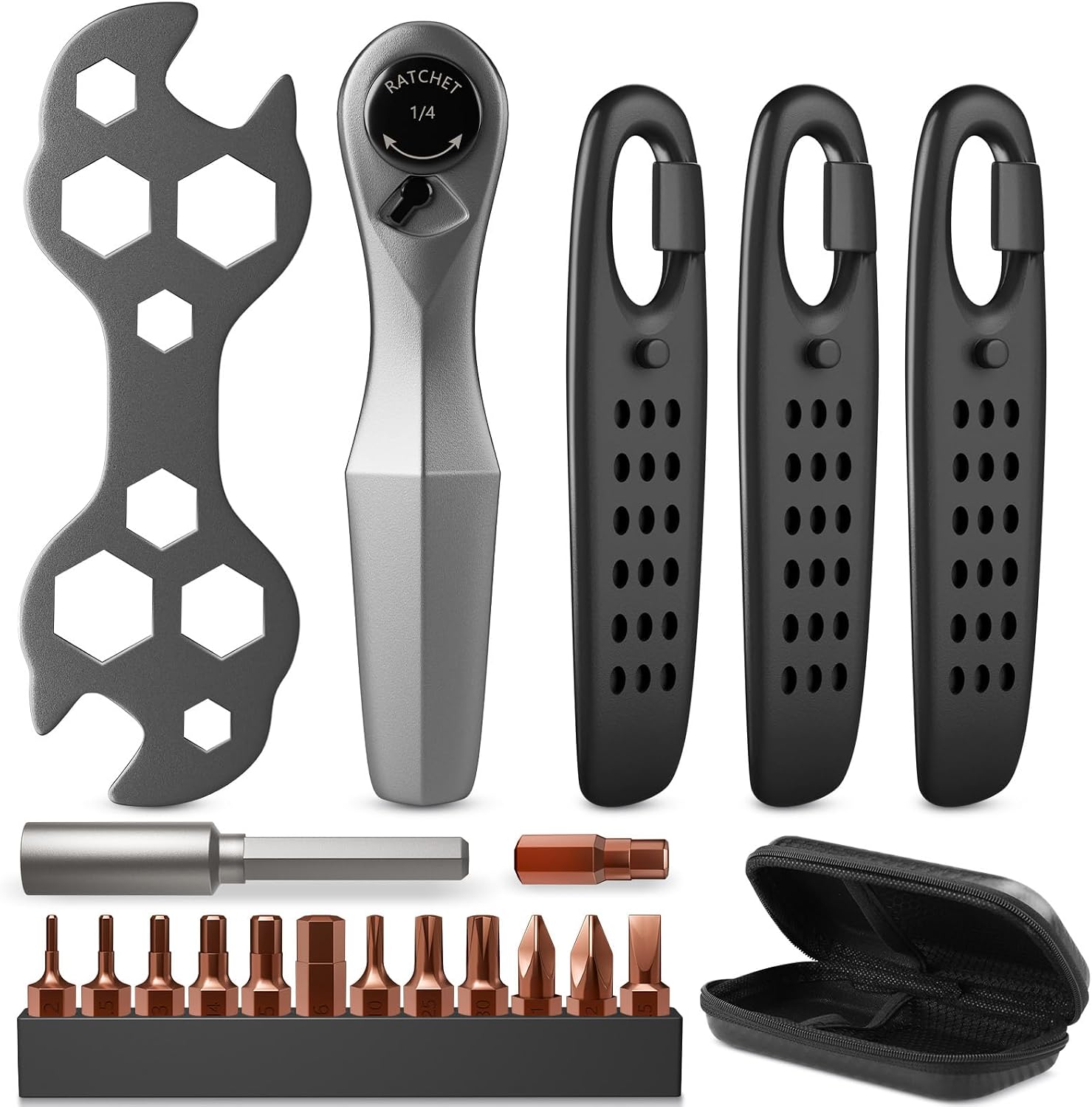 Detalle de Scalnuvyyh XT10XJL-11504997 – zestaw narzędzi rowerowych z grzechotką 1/4″ i 13 bitami
