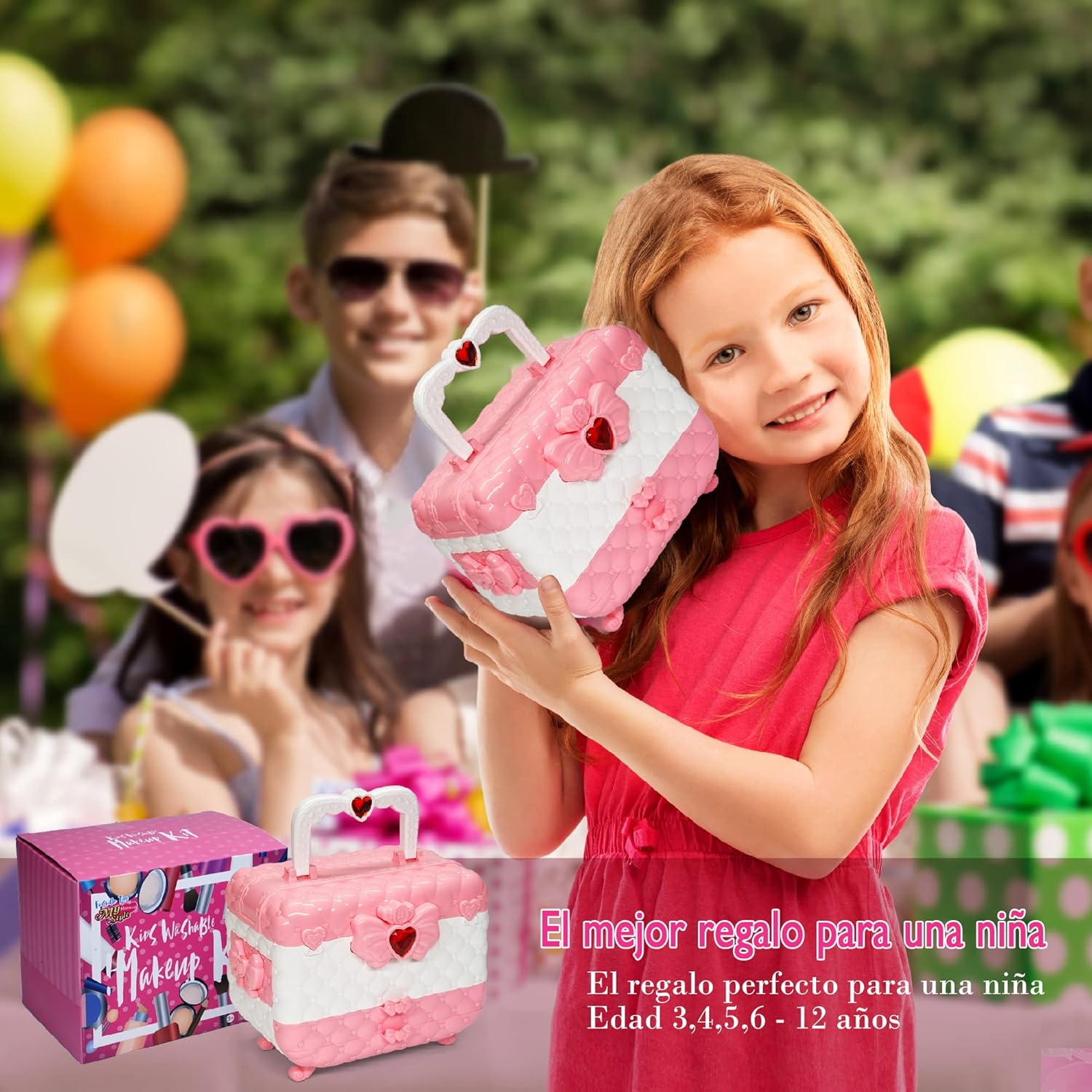 Thumbnail 6 de Mrabbitoo Kinderschminke Set Mädchen Schminkkoffer – Waschbares Make-up-Set mit 57 Teilen, rosa/weiß, für Kinder von 3–12 Jahren