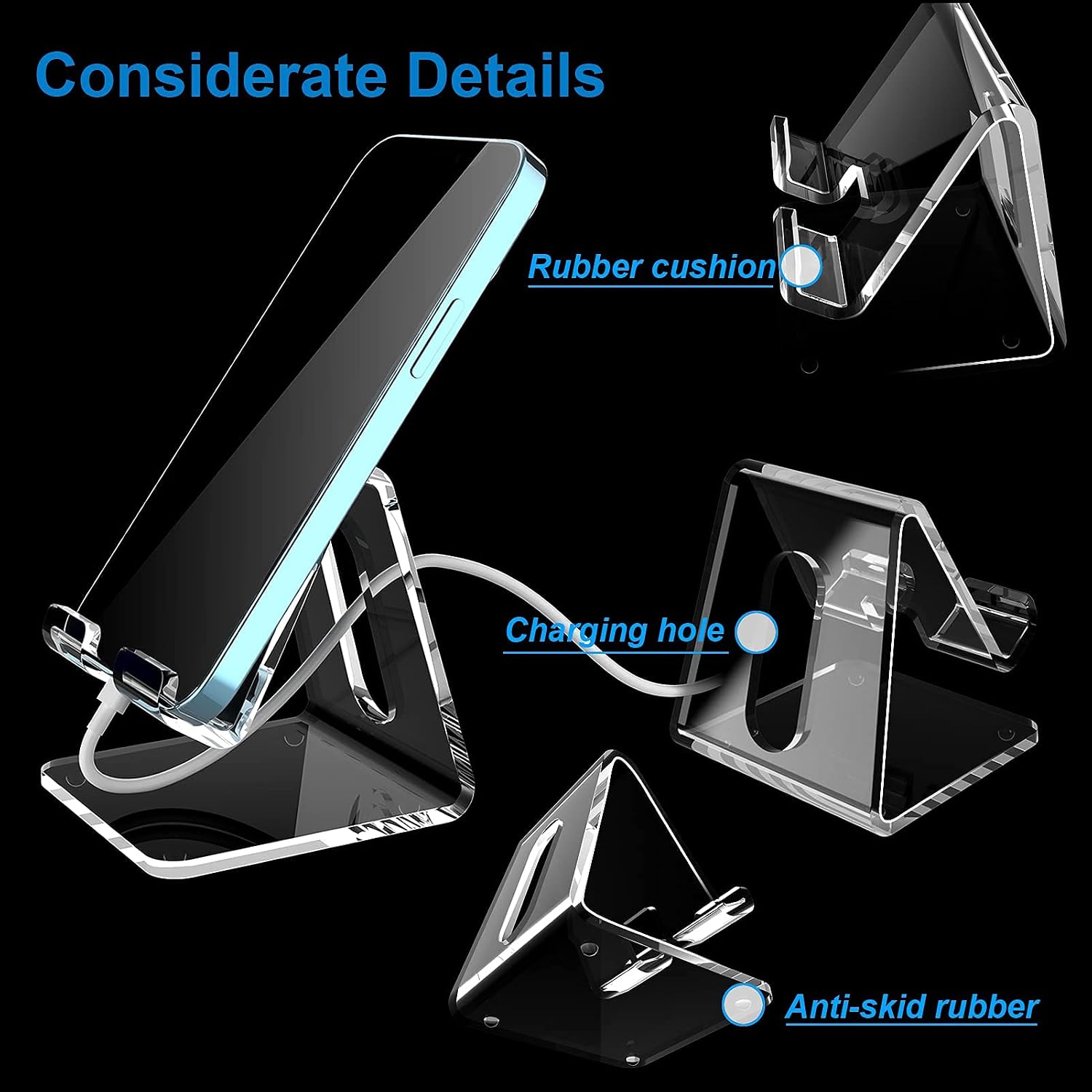 Thumbnail 2 de Crpich Acrylic Cell Phone Stand (Portable Clear Desk Stand)