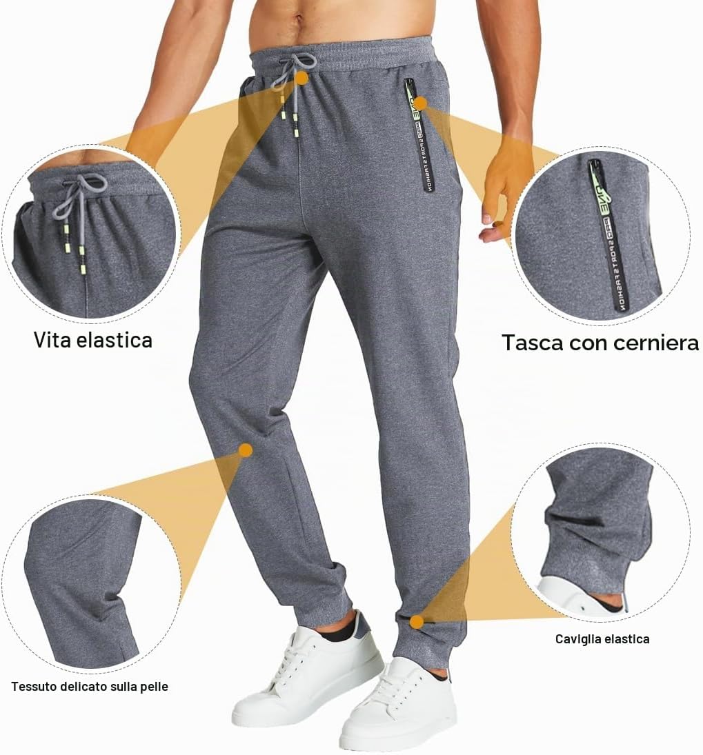 Thumbnail 3 de ZOXOZ pantaloni sportivi uomo in cotone con elastico in vita e tasche con zip
