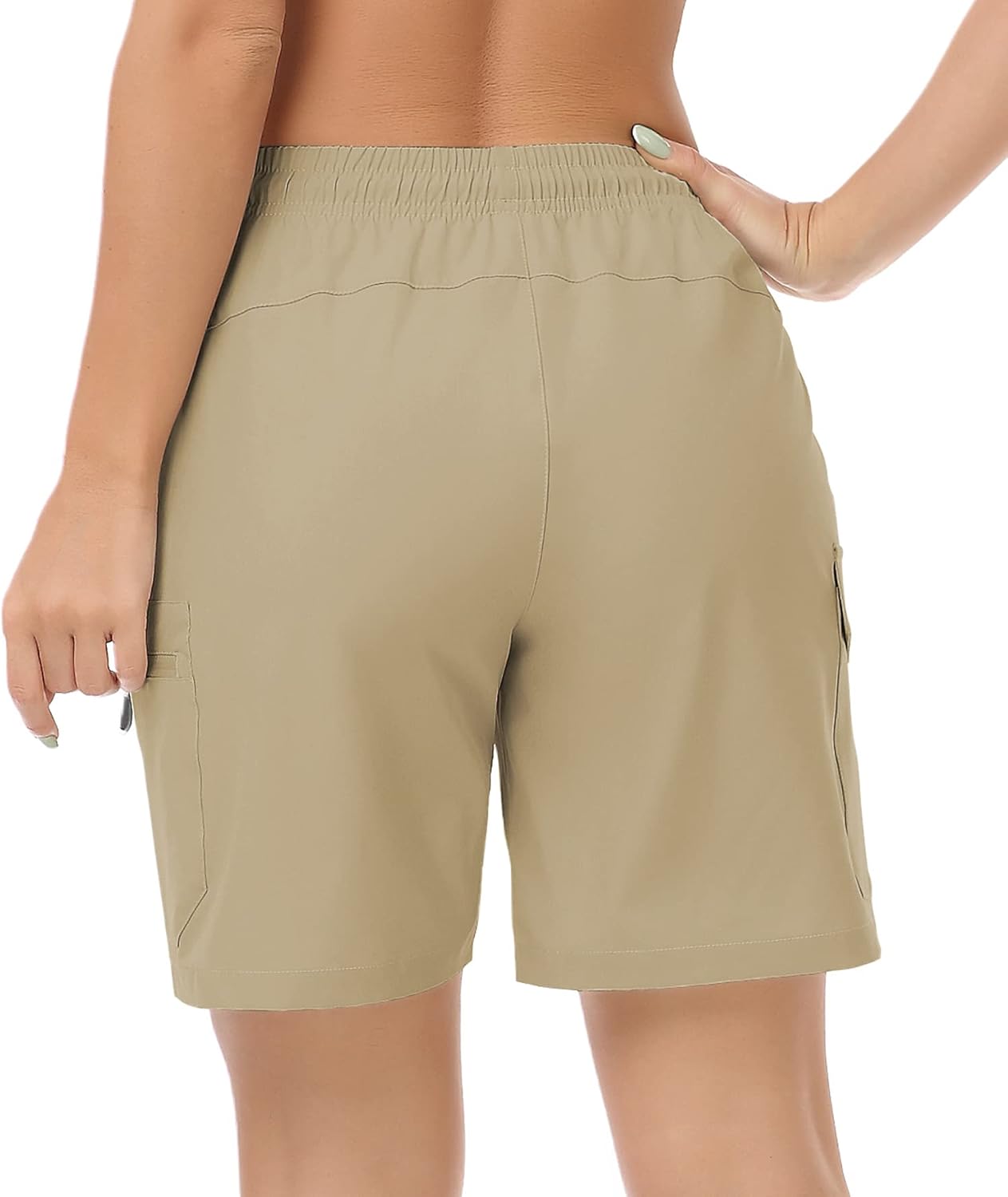 Detalle de GymBrave Pantaloncini Trekking Donna Estivi Leggeri Cargo: asciugatura rapida e tasche utility