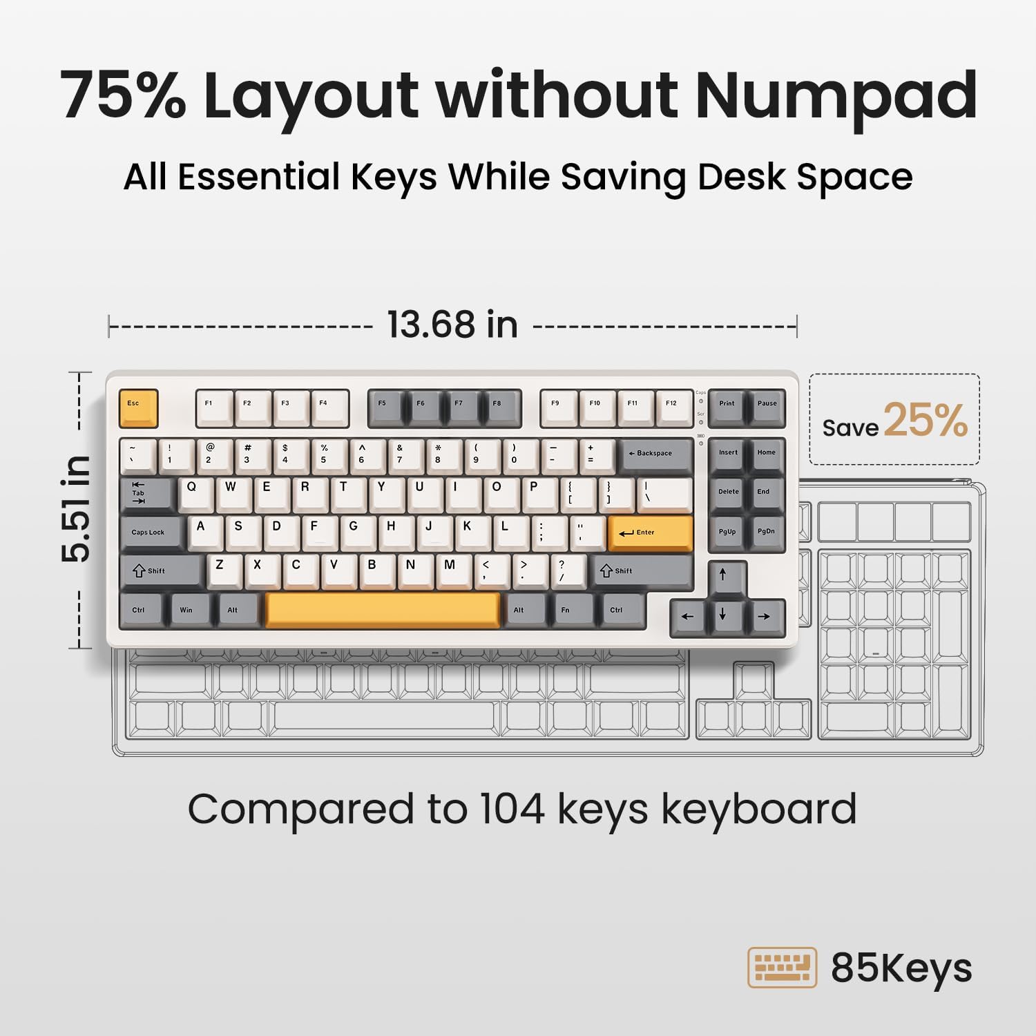 Detalle de Kisnt KN85 4000 mAh compact 75% keyboard ⌨
