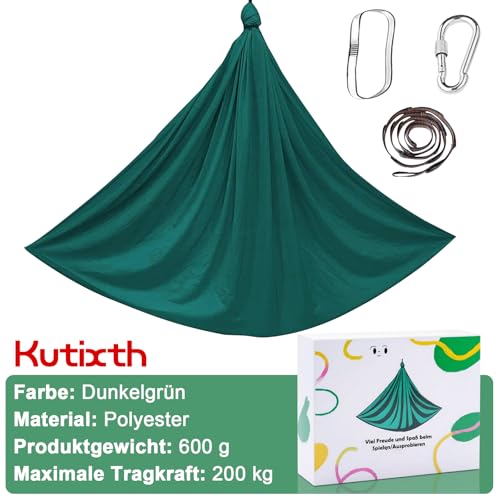 Detalle 1 de Kutixth Hängematte mit Befestigung – 150 x 280 cm, Dunkelgrün, 200 kg Maximallast