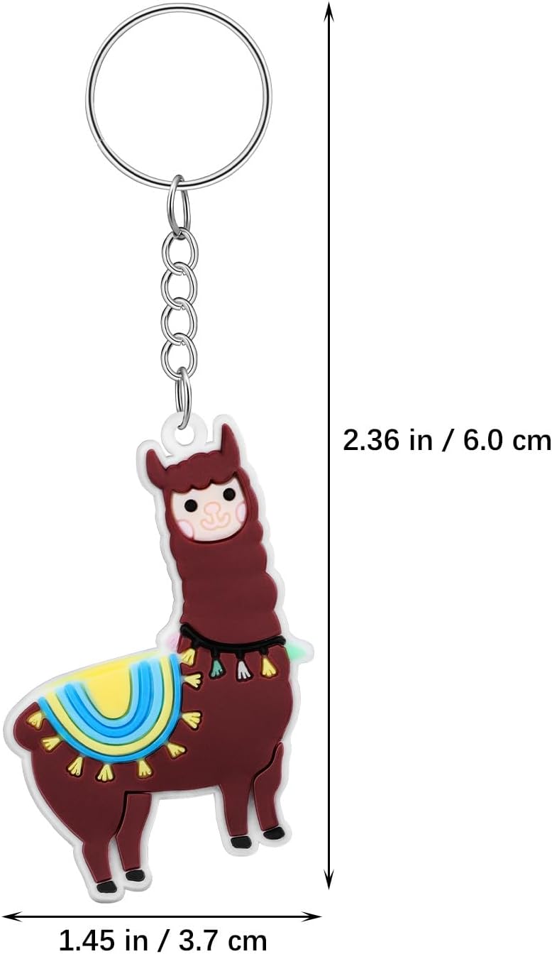 Detalle de Amosfun 12er Set Alpaka Schlüsselanhänger – Bunte PVC Anhänger für Kindergeburtstag