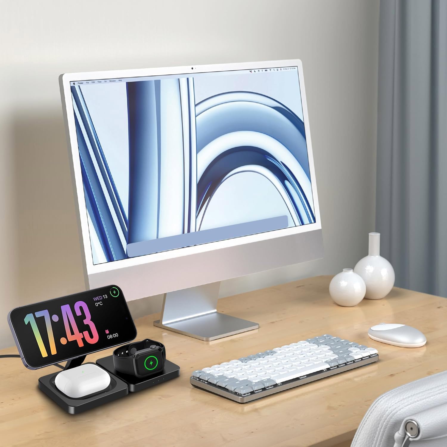 Thumbnail 5 de 3 in 1 Foldable Magnetic Wireless Charging Station for iPhone, Apple Watch and AirPods – Travel-Friendly