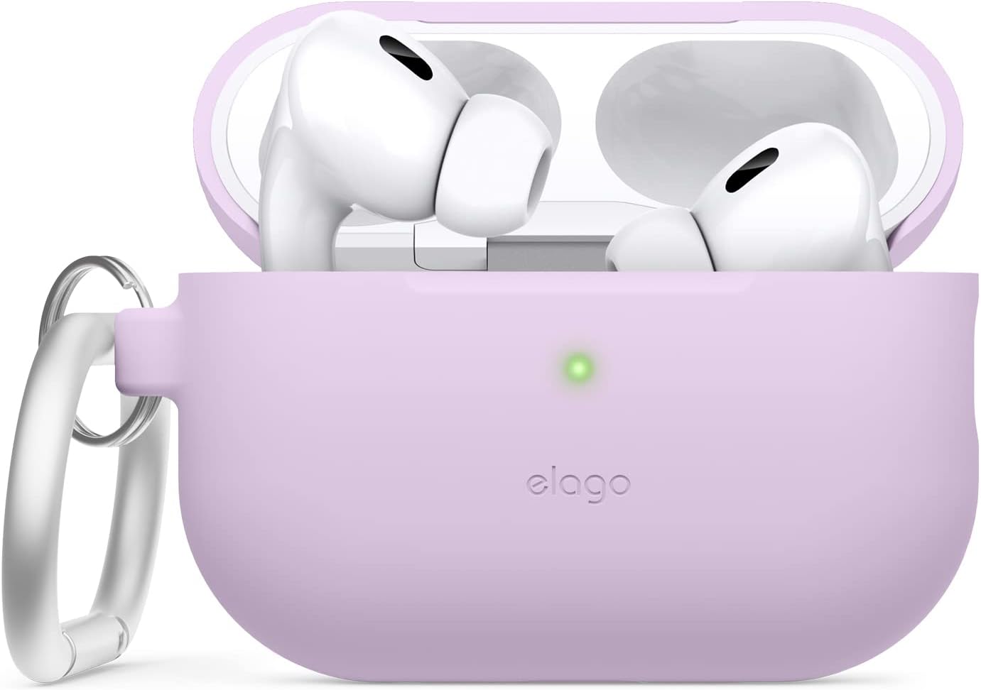 Detalle de elago Coque en silicone pour AirPods Pro 2 : étui de protection violet avec porte-clé et voyant LED