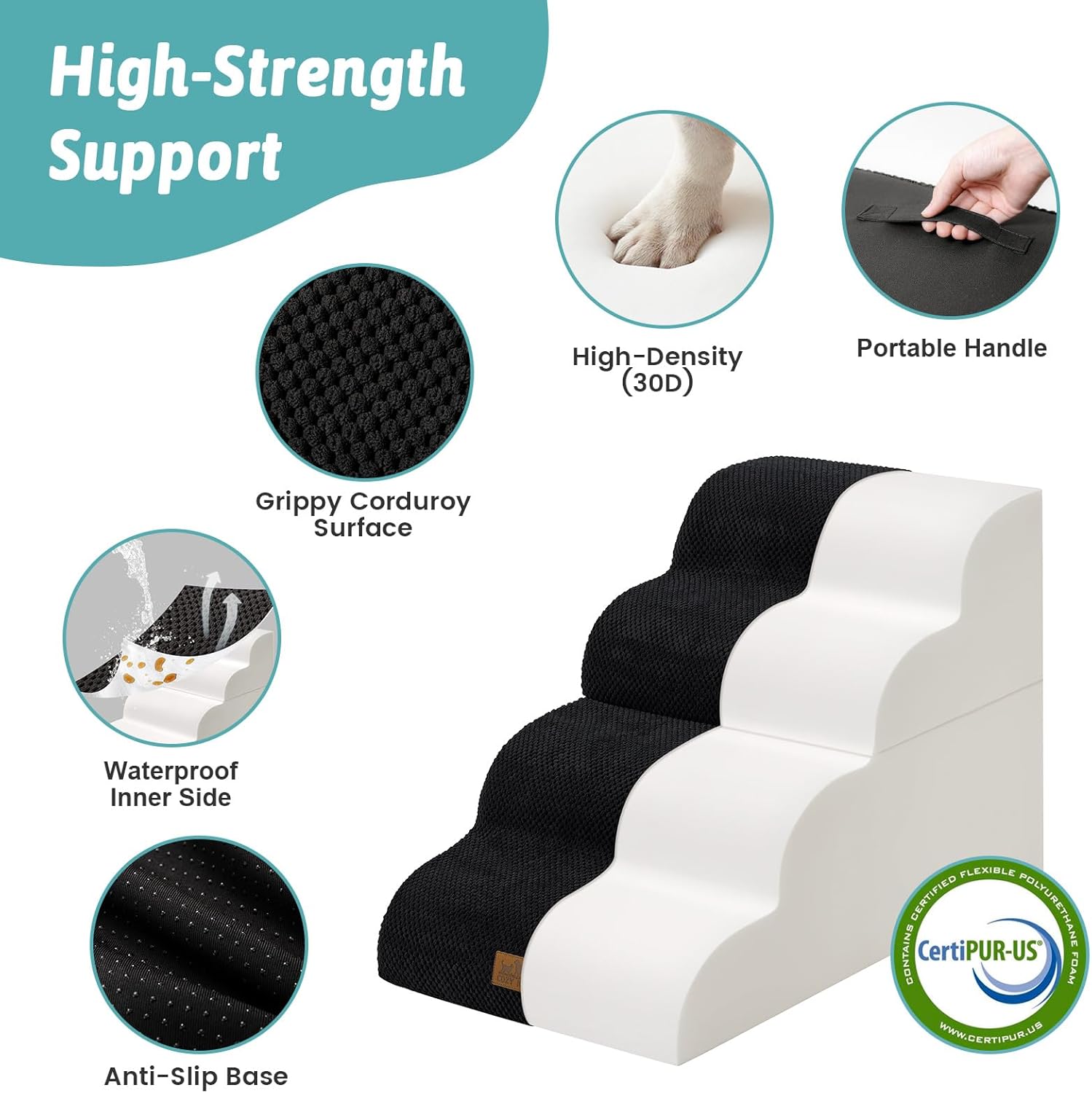 Thumbnail 2 de COZY KISS Dog Stairs for Small Dogs — 19.7" High, Detachable Ramp with High-Density Foam