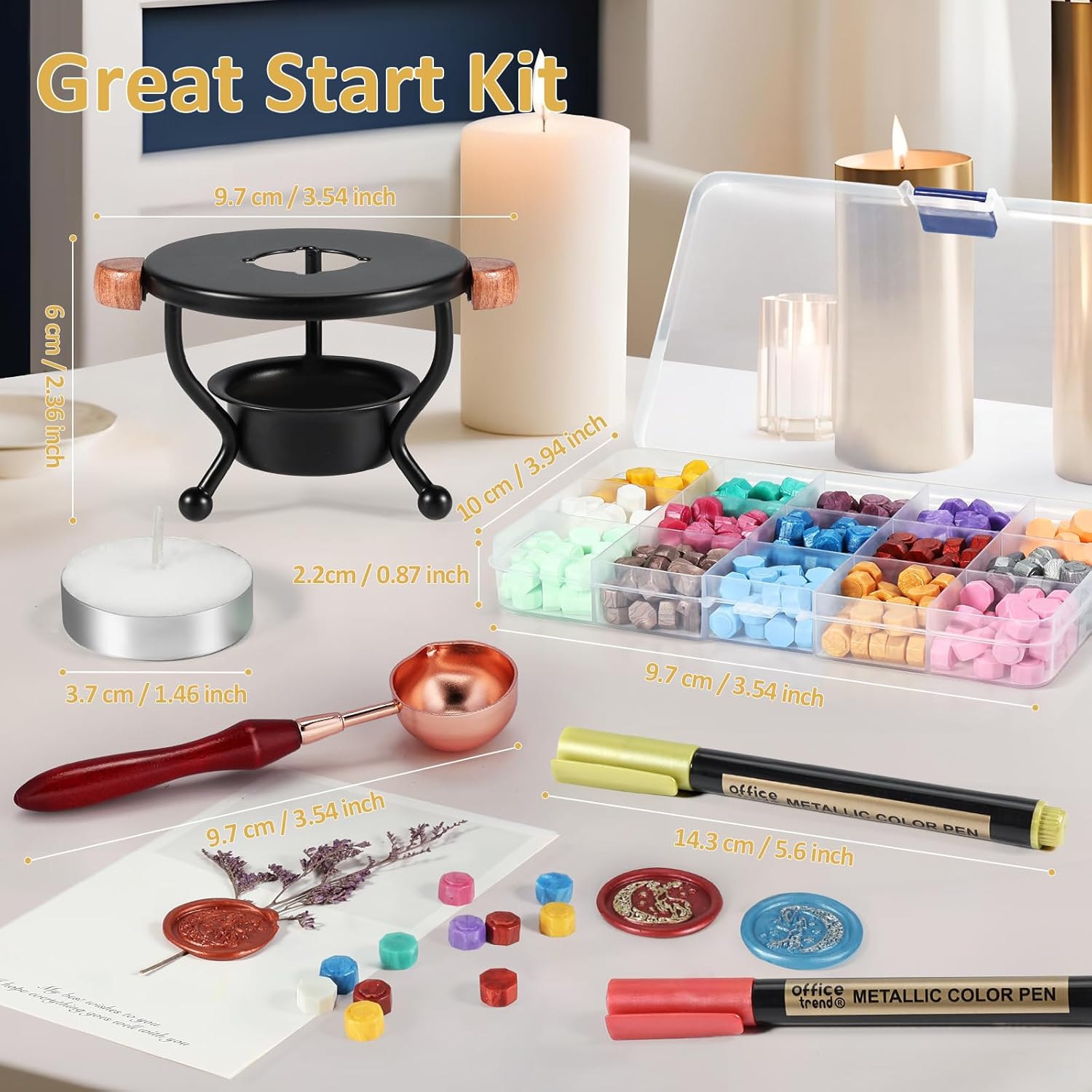 Thumbnail 1 de WEWINK PLUS 310Pcs Wax Seal Kit: Classic Beads, Warmer, Spoons and Accessories for Vintage Letters