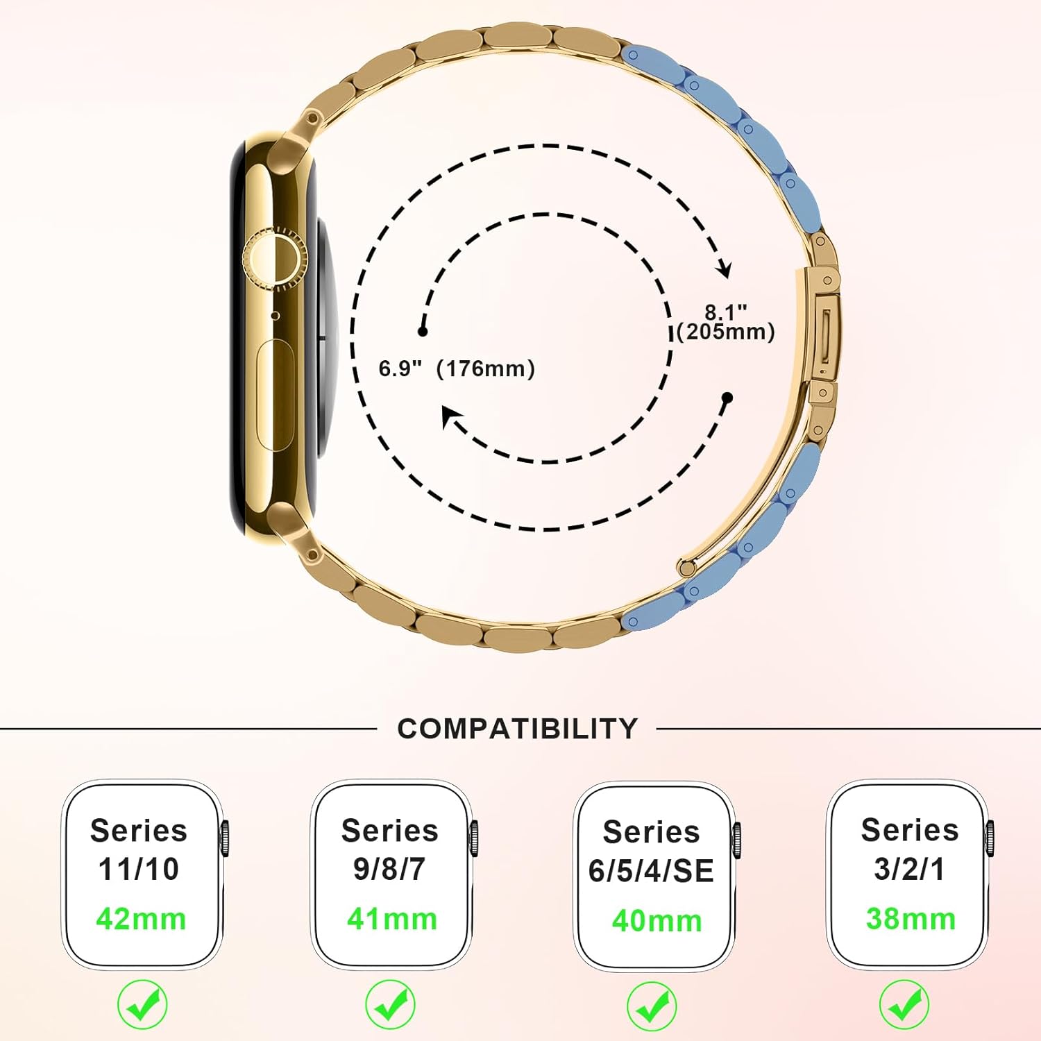 Thumbnail 4 de Anlinser Gold Apple Watch metal strap 14 mm