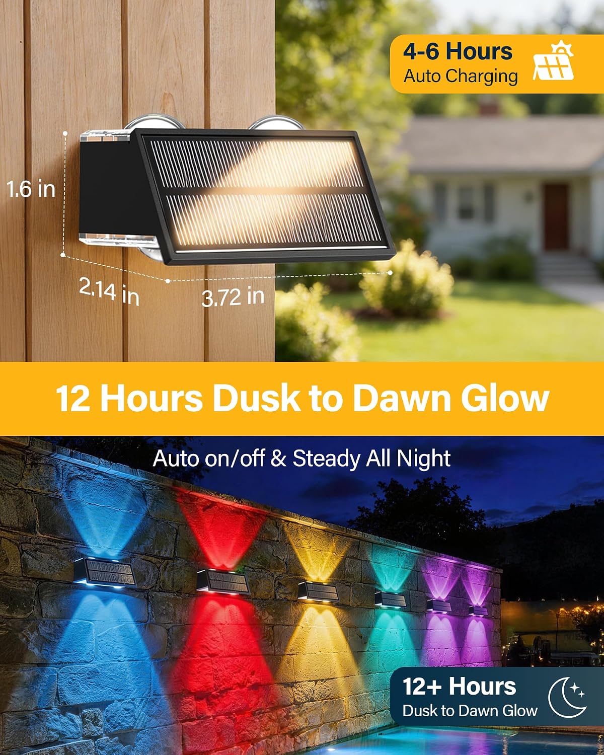 Detalle de Toeuie Solar Fence Lights 2-Pack