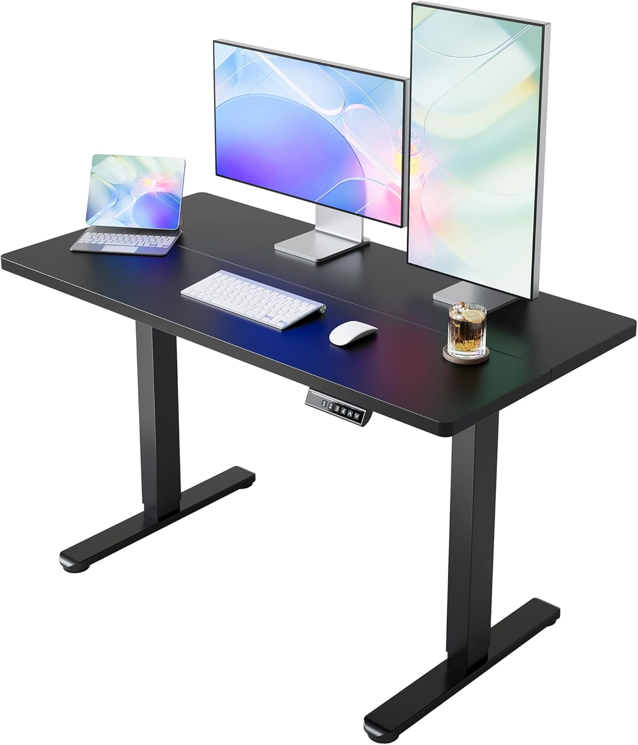 Detalle de HUANUO Electric Standing Desk, 48 x 24 Inch, Black, 4 Memory Presets