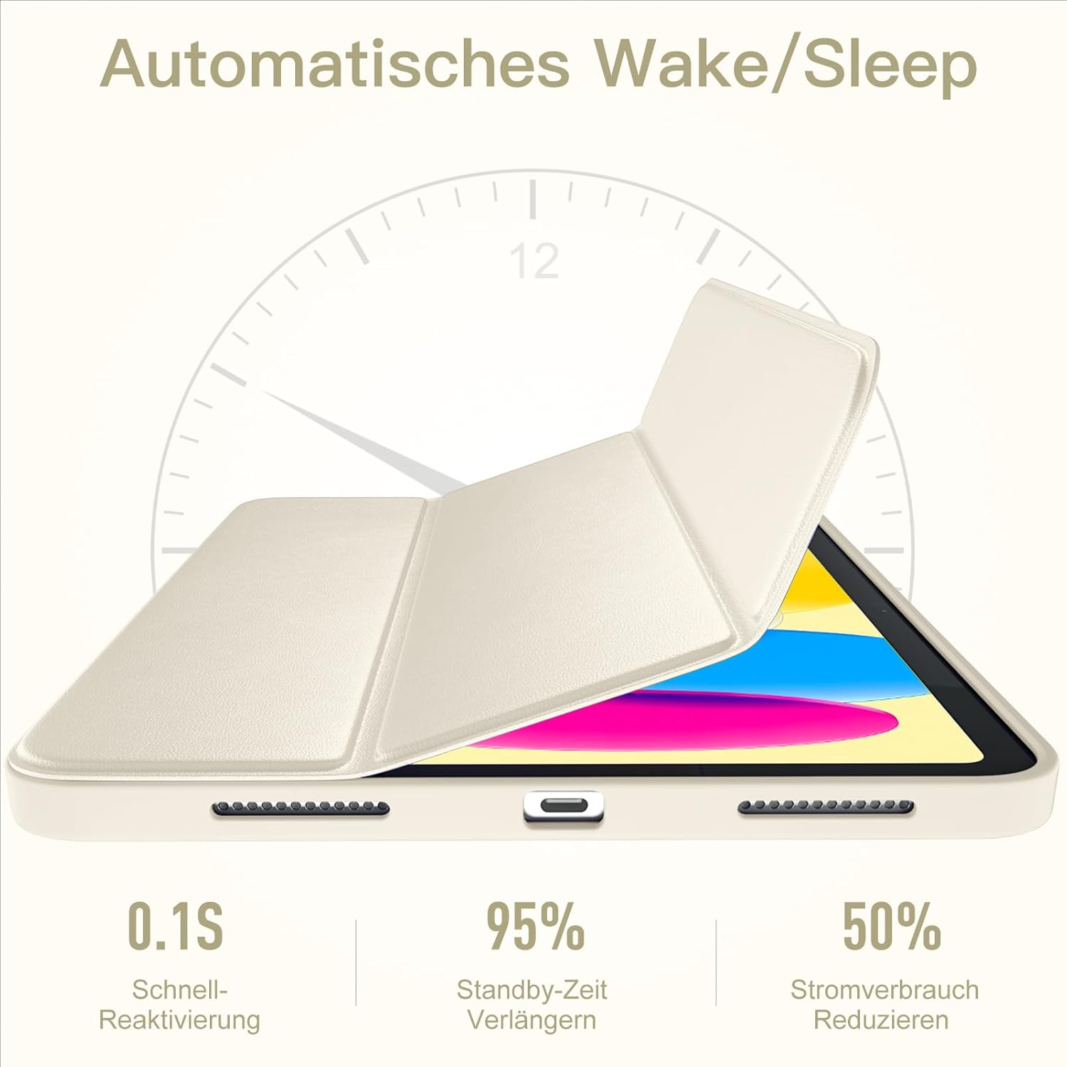 Thumbnail 6 de Vobafe Hülle für iPad A16 11. Generation / iPad 10. Generation mit Stifthalter – Clear Rückseite, Starthilfe für Touch ID & Auto Sleep/Wake