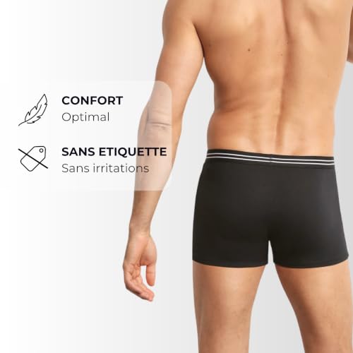 Detalle de Dim Boxer Ecodim Coton Stretch noir Homme x8 – confort et style intemporel