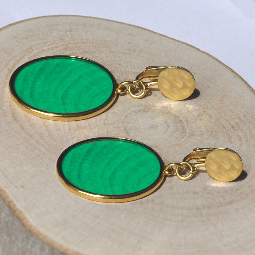 Thumbnail 4 de Les Poulettes Bijoux orecchini clip in metallo dorato con cerchio colorato traslucido