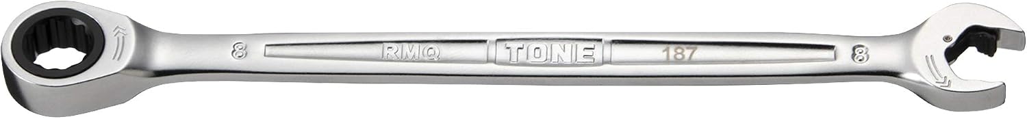 Detalle 2 de トネ(TONE) RMQ-08 クイックラチェットめがねレンチ 二面幅8mm・薄形ストレート