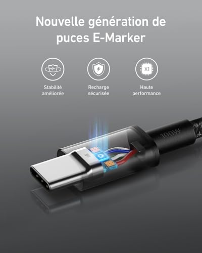 Detalle de Anker 333 Câbles Rapides USB-C vers USB-C 100W | 1,8 m