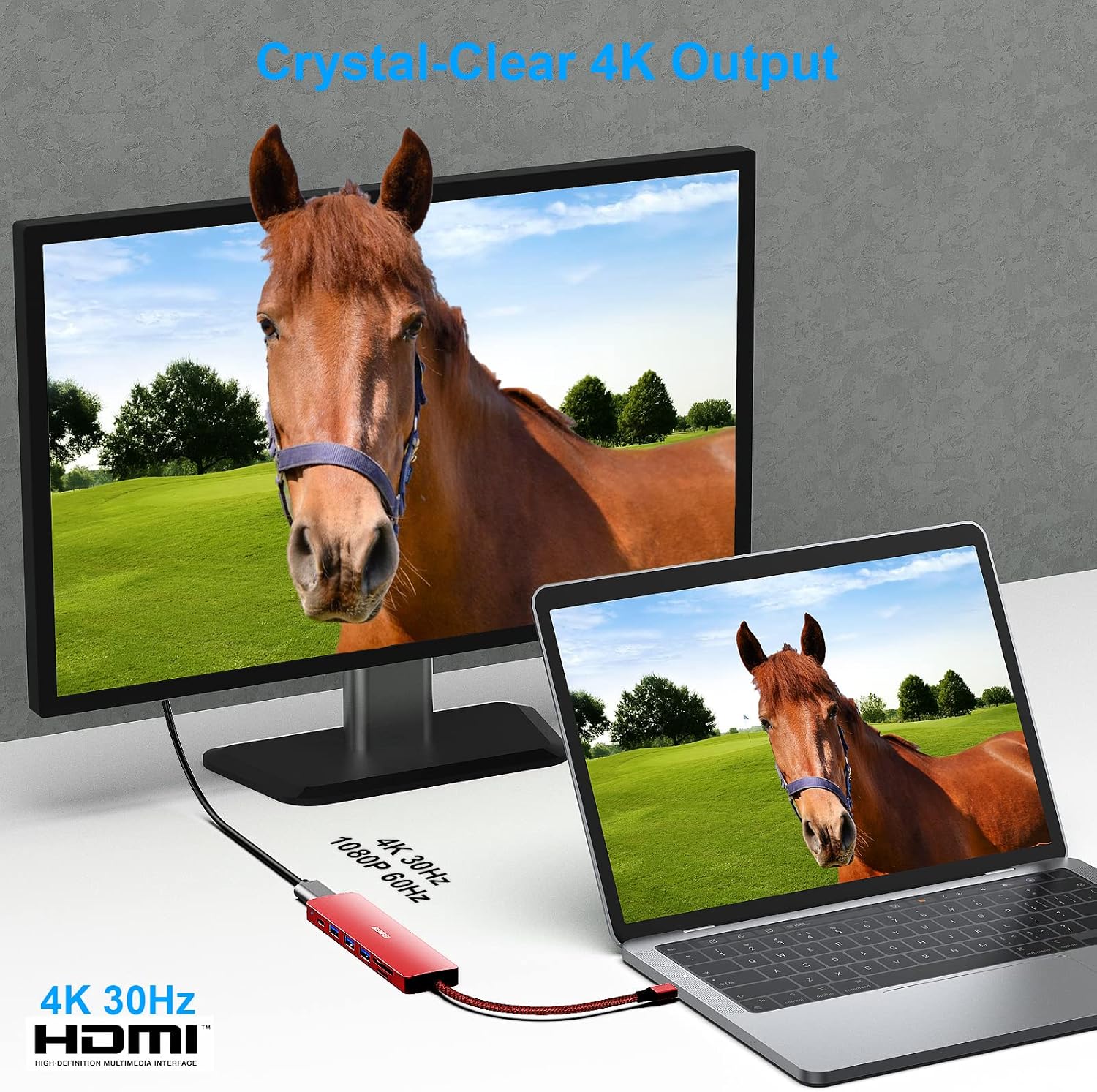 Detalle de BENFEI USB C HUB 7-in-1: Multiport Adapter with HDMI 4K, PD 100W and SD/TF Card Readers