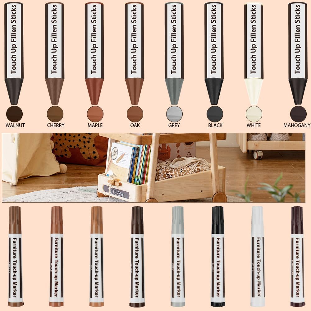 Detalle de ACWOO 4039843 houtreparatieset voor meubels met markers en wasstiften