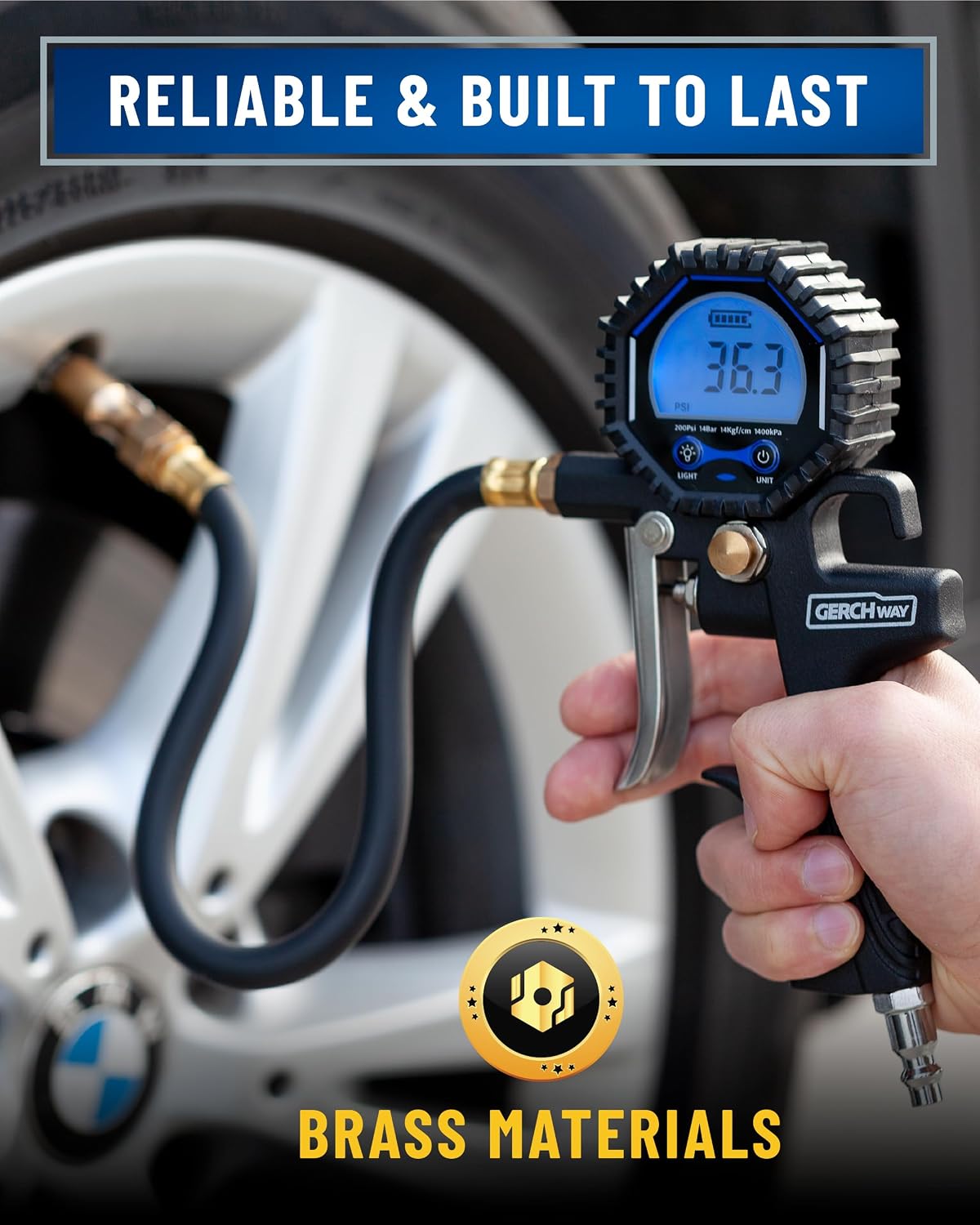 Thumbnail 4 de GERCHWAY Digital Tyre Inflator Gauge