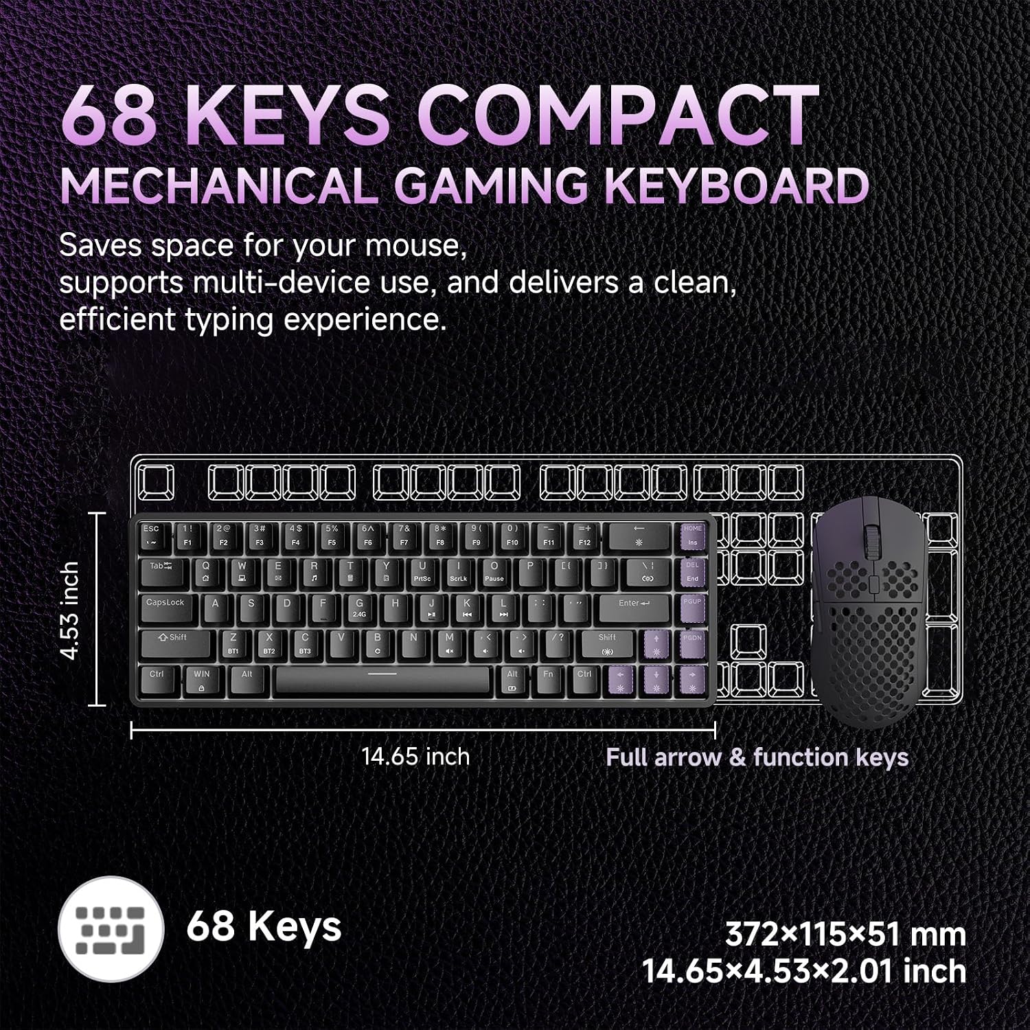 Detalle de Dierya DK68 60% gaming wireless