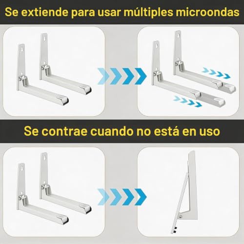 Detalle de LINLINOI 2 piezas: Soporte de pared para microondas ajustable en acero inoxidable