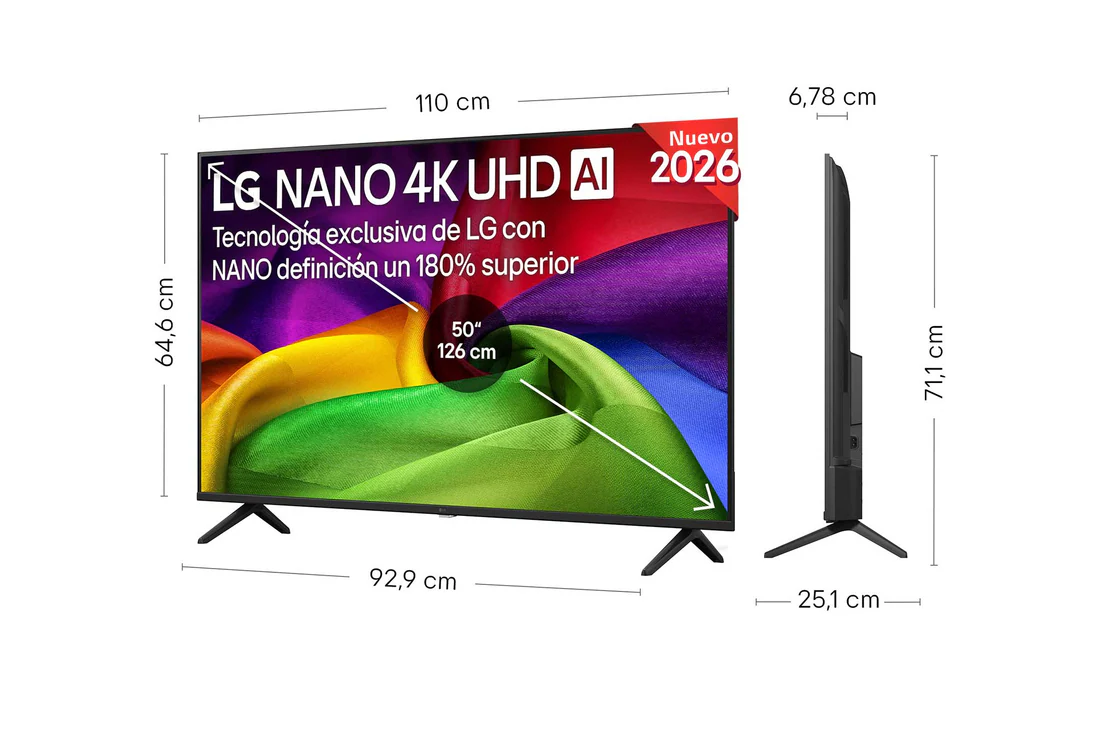 Thumbnail 1 de LG NANO 4K UHD AI NU80 de 50" (50NU8E0B3LA.80E) – ficha práctica para decidir si merece la pena