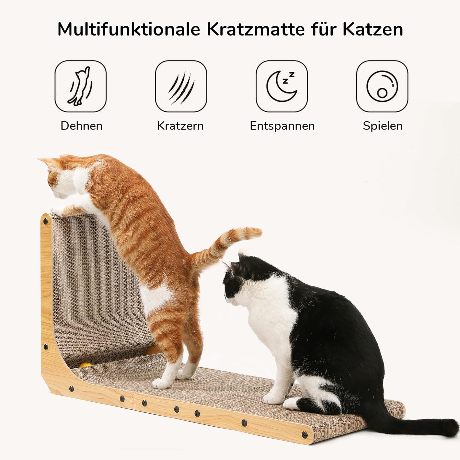 Detalle 2 de FUKUMARU Kratzbrett L‑Form 83 cm für Katzen 🐱