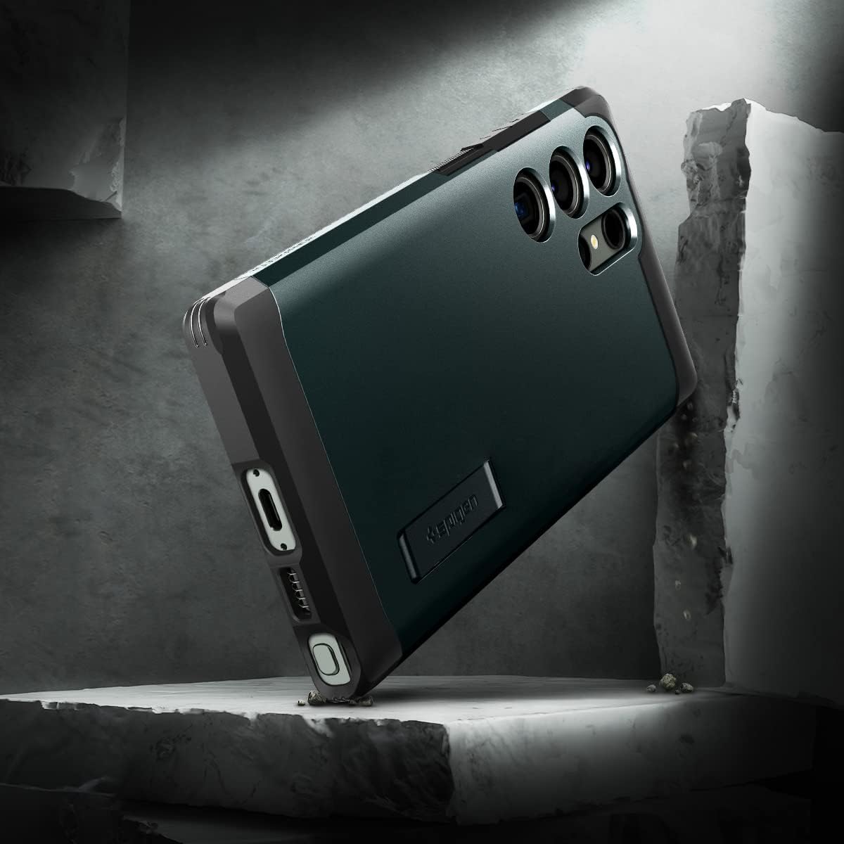 Detalle de Spigen Tough Armor Hülle für Samsung Galaxy S23 Ultra 5G – Abyss Green